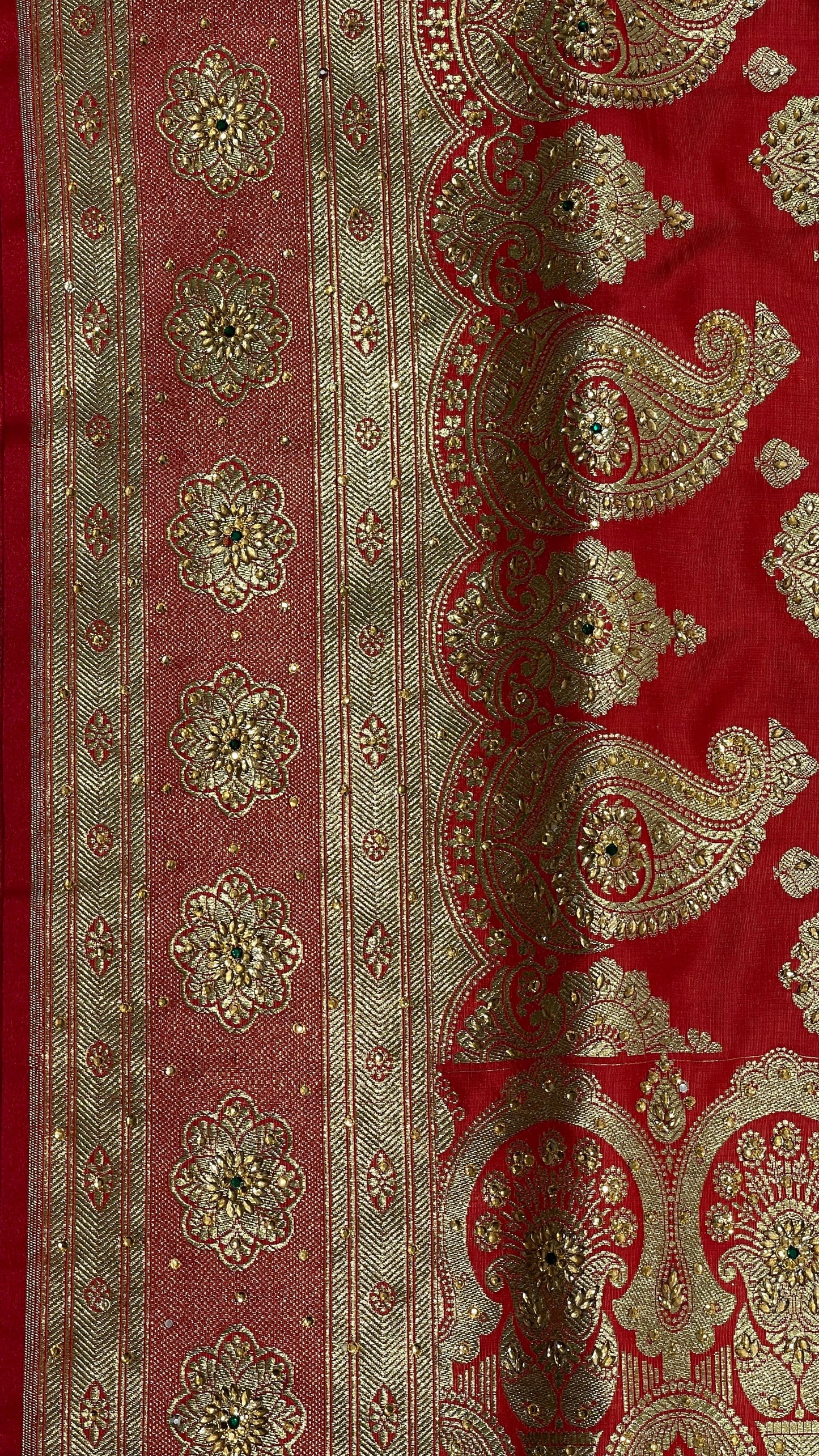 Faishana Presents Rose Pink Satin Silk Floral Zari Boota Heavy Stone Work Banarasi Saree with Floral Boota Zari Border and Strawberry Pink Blouse