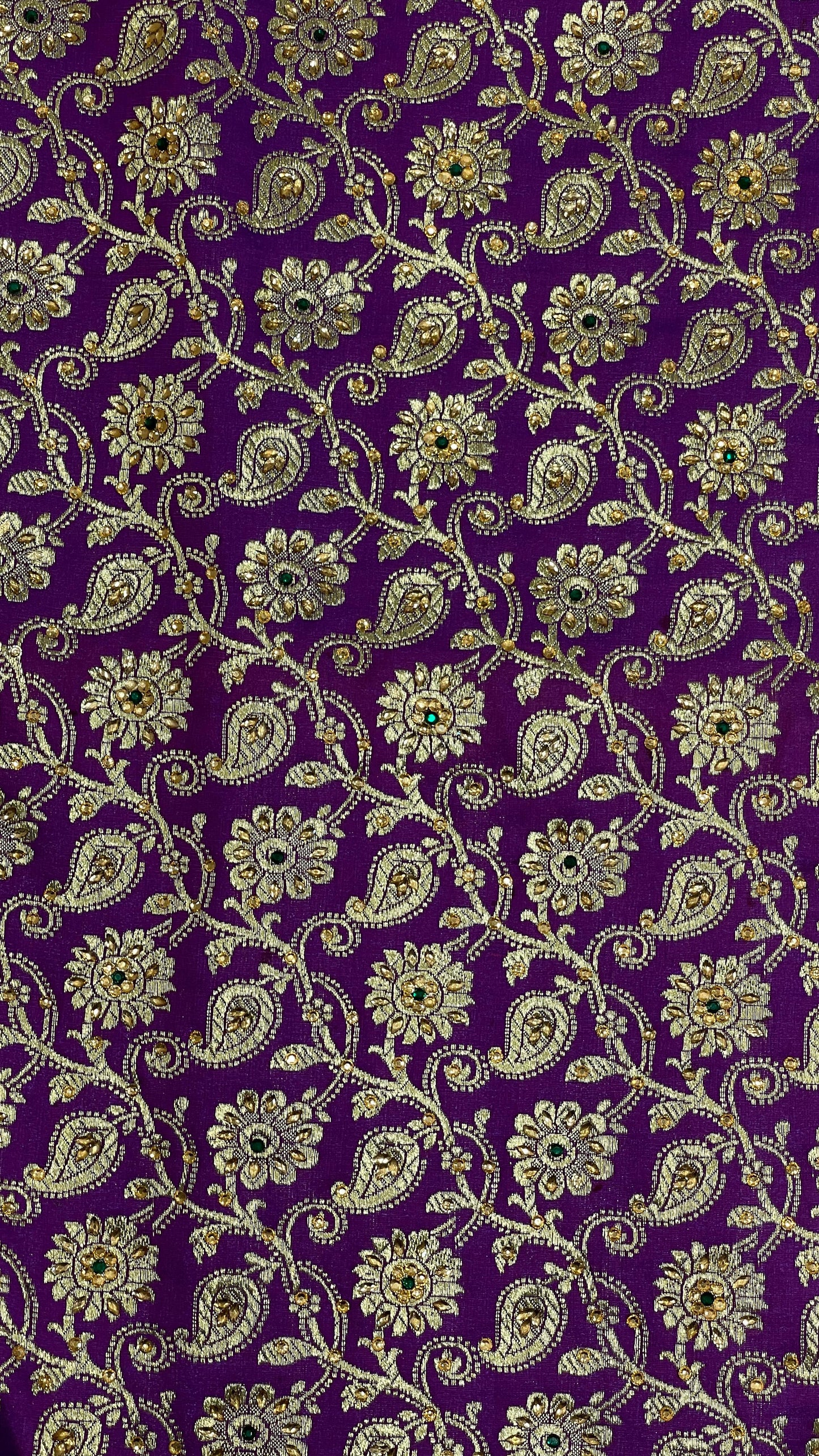 Faishana Presents Purple Satin Silk Floral Zari Tilfi Jaal Low Stone Work Saree with Contrast Maroon Banarasi Pallu and Maroon Blouse
