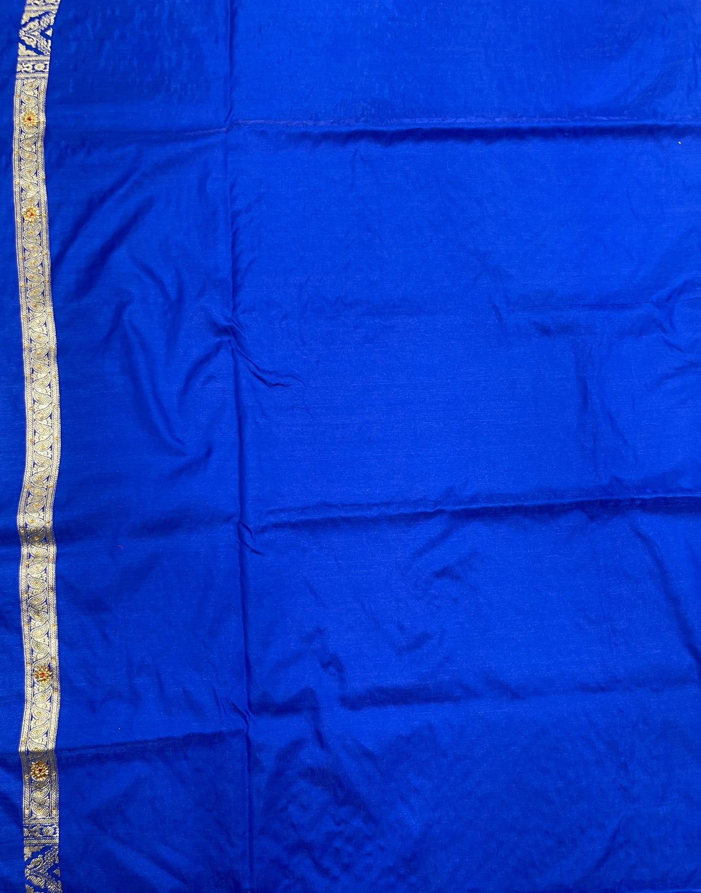 Faishana Presents Blue Satin Silk Floral Zari Stripe Heavy Stone Work Banarasi Saree with Skirt Zig-Zag Zari Border and Blue Blouse