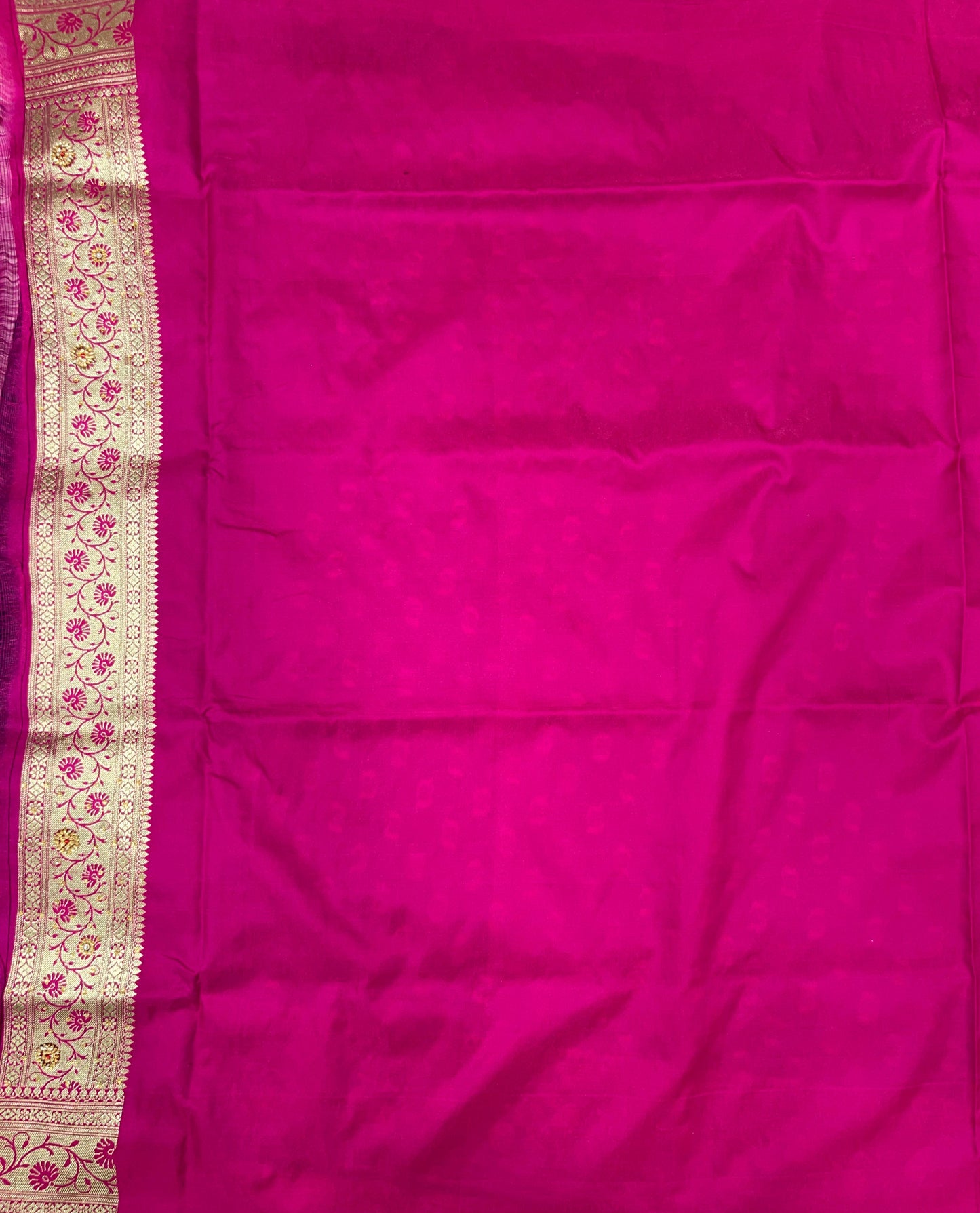 Faishana Presents Navy Blue Satin Silk Floral Zari Booti Low Stone Work Banarasi Saree with Contrast Purple Pallu and Purple Blouse