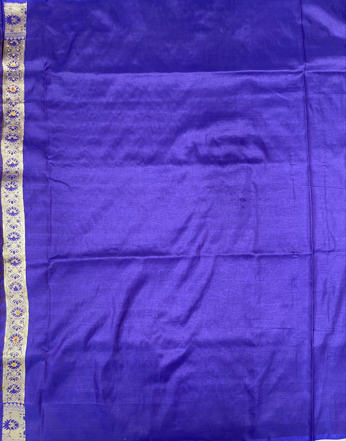 Faishana Presents Seagreen Satin Silk Floral Zari Booti Low Stone Work Banarasi Saree with Contrast Purple Pallu and Purple Blouse