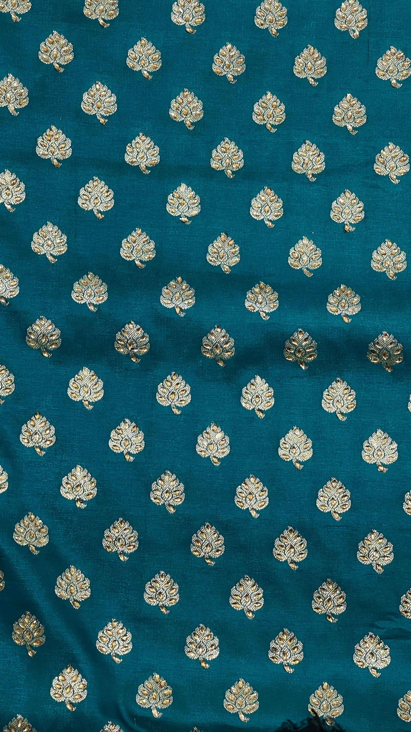Faishana Presents Seagreen Satin Silk Floral Zari Booti Low Stone Work Banarasi Saree with Contrast Purple Pallu and Purple Blouse