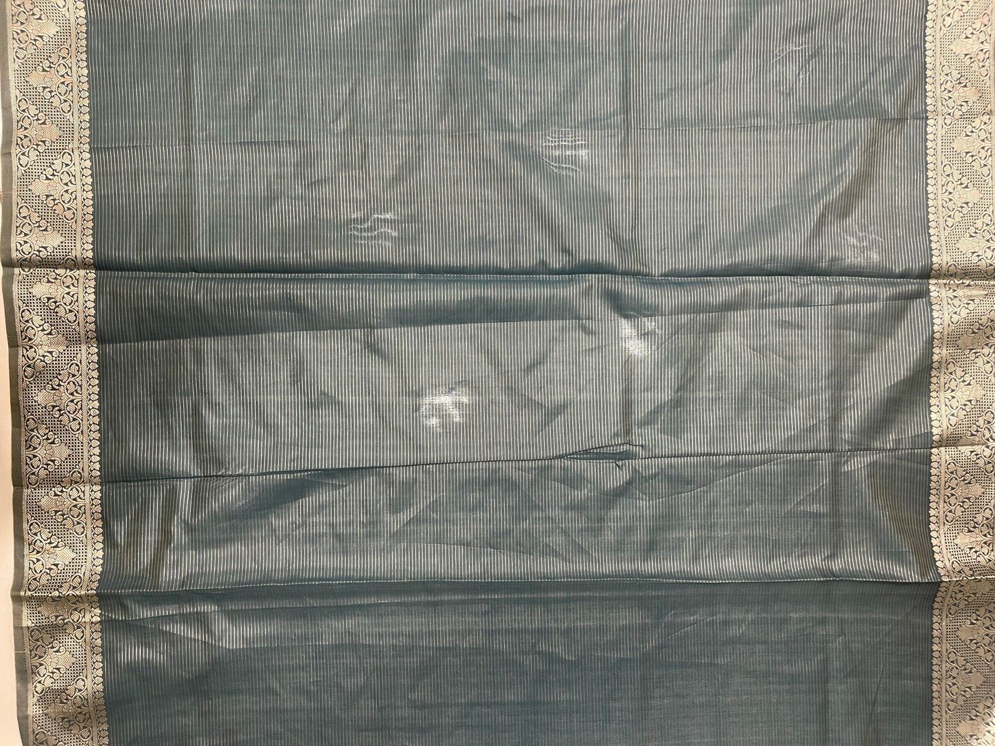 Faishana Presents Black Organza Zari Plain Striped with Beige Zari Border with Contrast Beige Pallu and Black Blouse