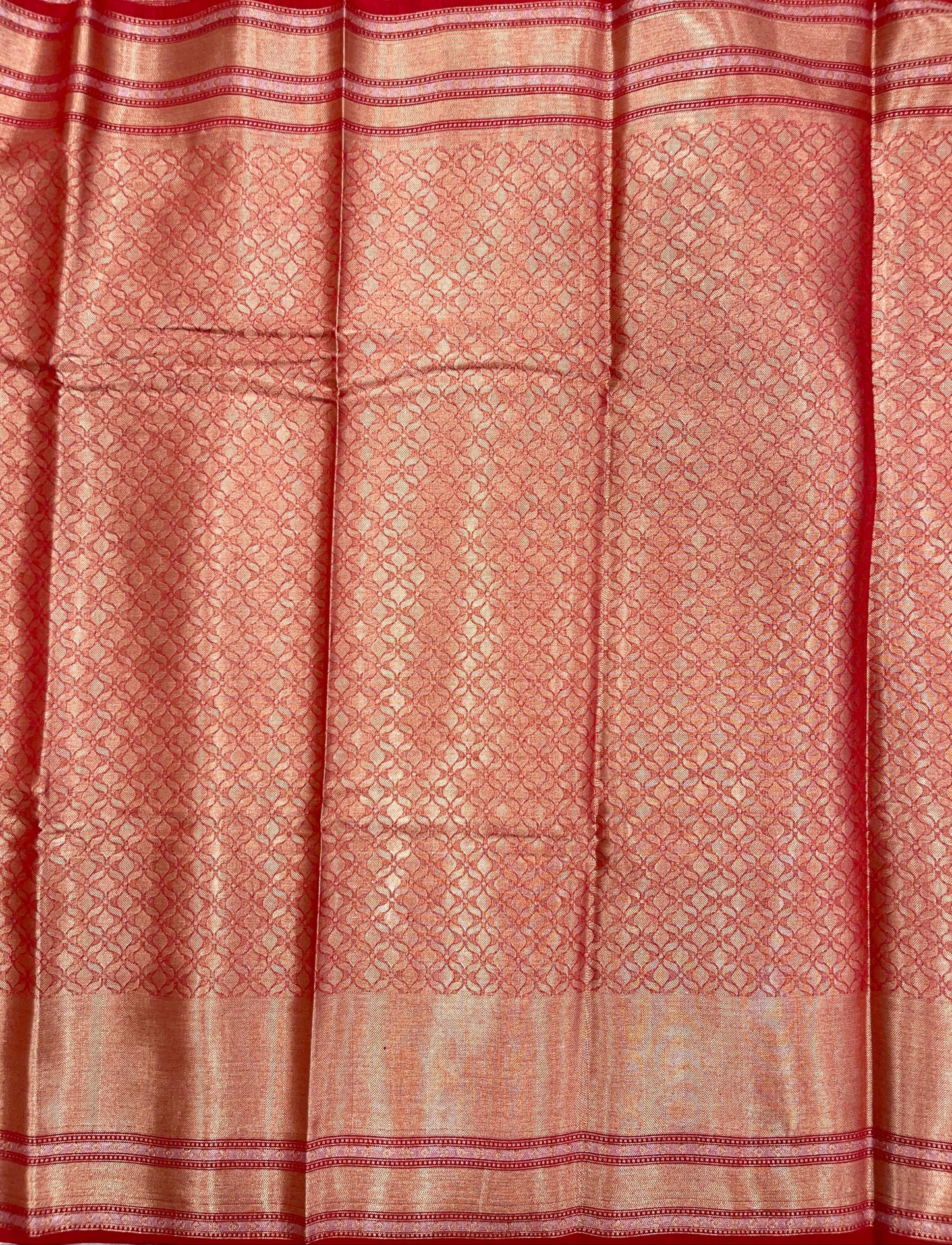 Faishana Pure Handloom Gold Munga Silk Floral Gold Zari Booti with Contrast Maroon Floral Jaal Pallu Skirt Zari Border with Maroon Blouse