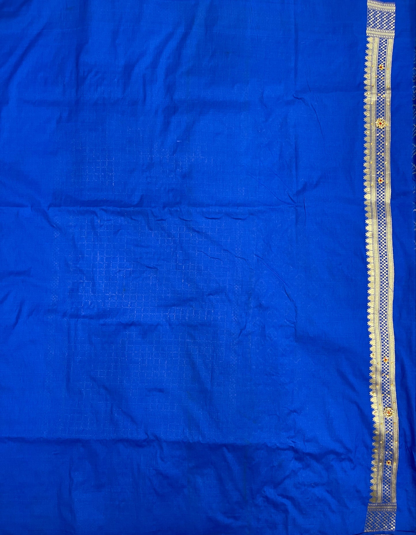 Faishana Presents Blue Satin Silk Floral Zari Booti Stone Heavy Work Banarasi Saree with Checkered Pallu Skirt Zari Border and Blue Blouse