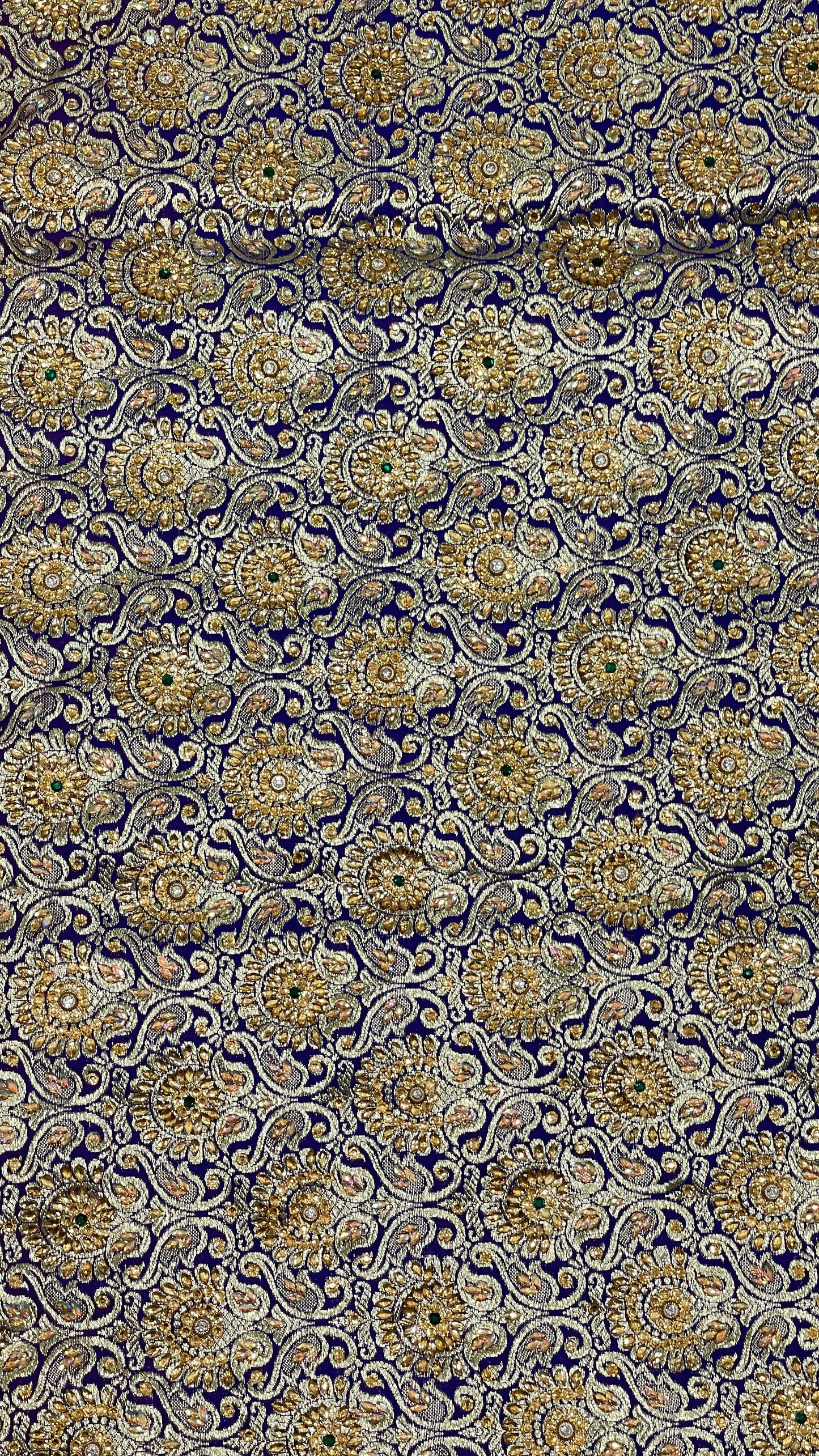 Faishana Presents Red Satin Silk Floral Zari Booti Heavy Stone Work Skirt Pan Boota Zari Border with Contrast Blue Pallu and Blue Blouse