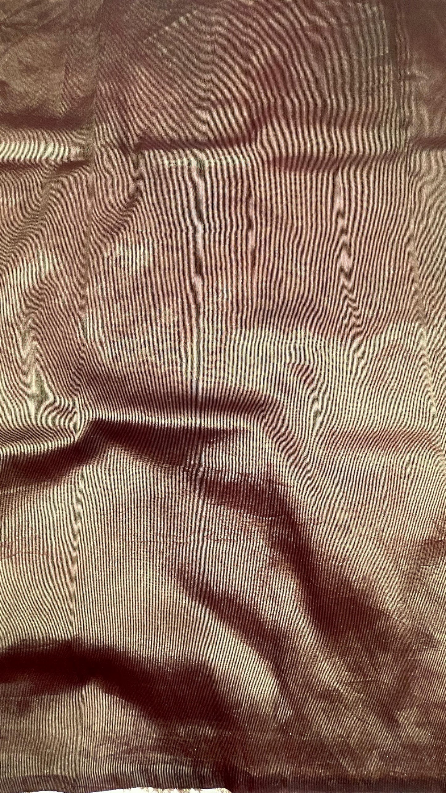 Faishana Presents Brown Plain Tissue Tripple Golden Lace Banarasi Saree with Brown Stripe Blouse.