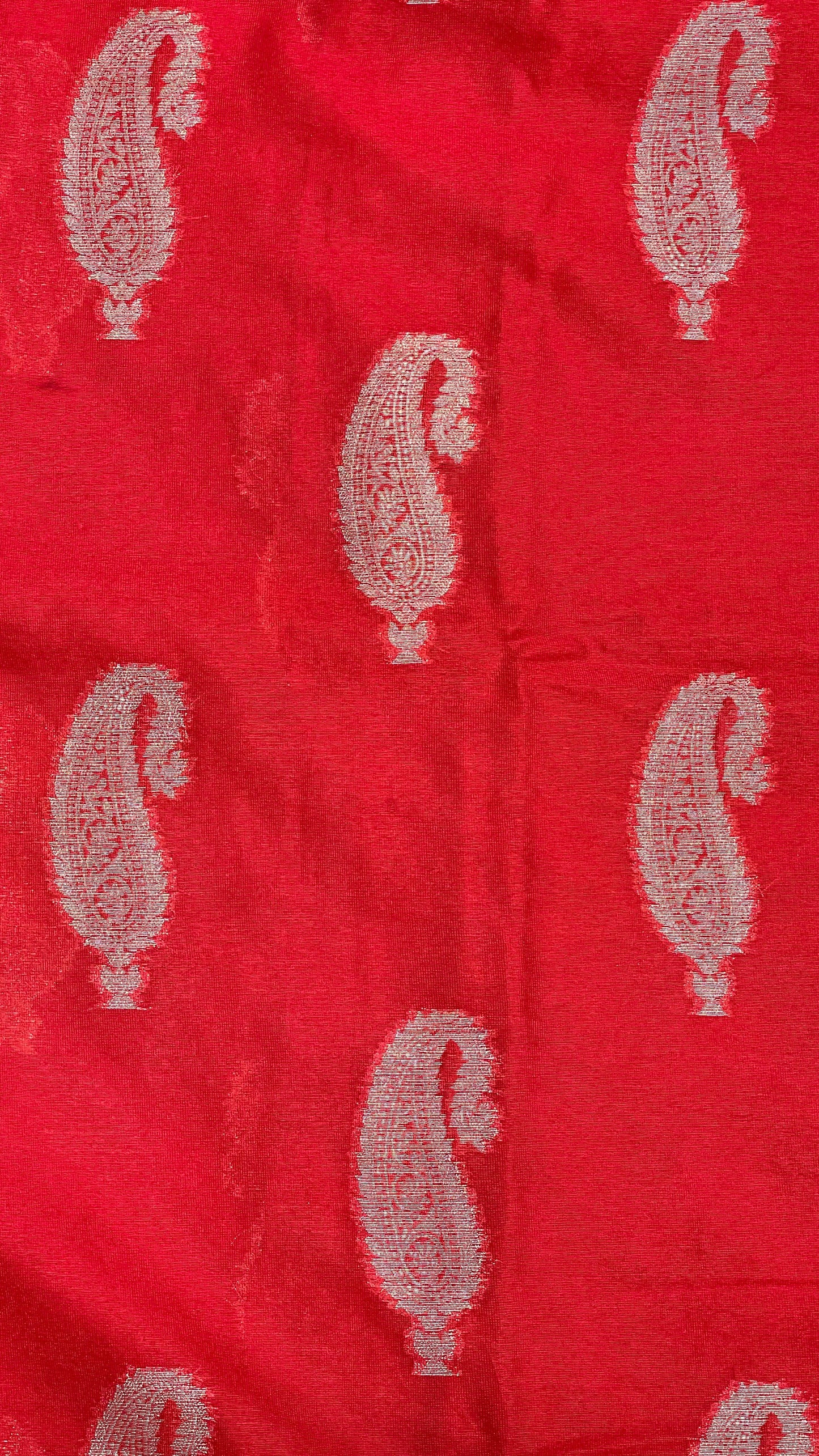 Faishana Presents Red Warm Silk Carry Boota Thos Border Banarasi Saree with Plain Blouse