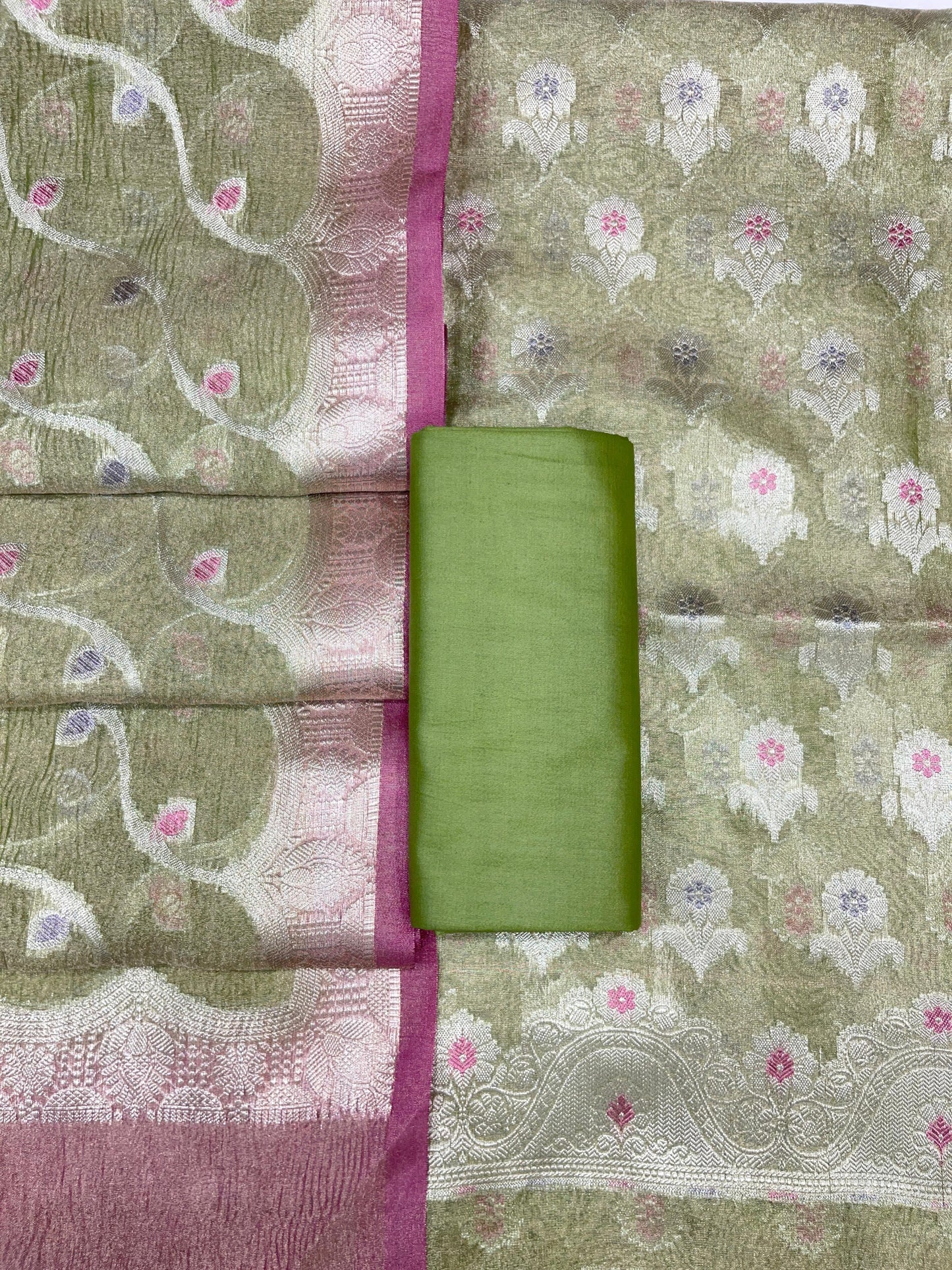 Pista Green Tissue Silk Banarasi 3 pcs Suit Set 1050IM_TC4
