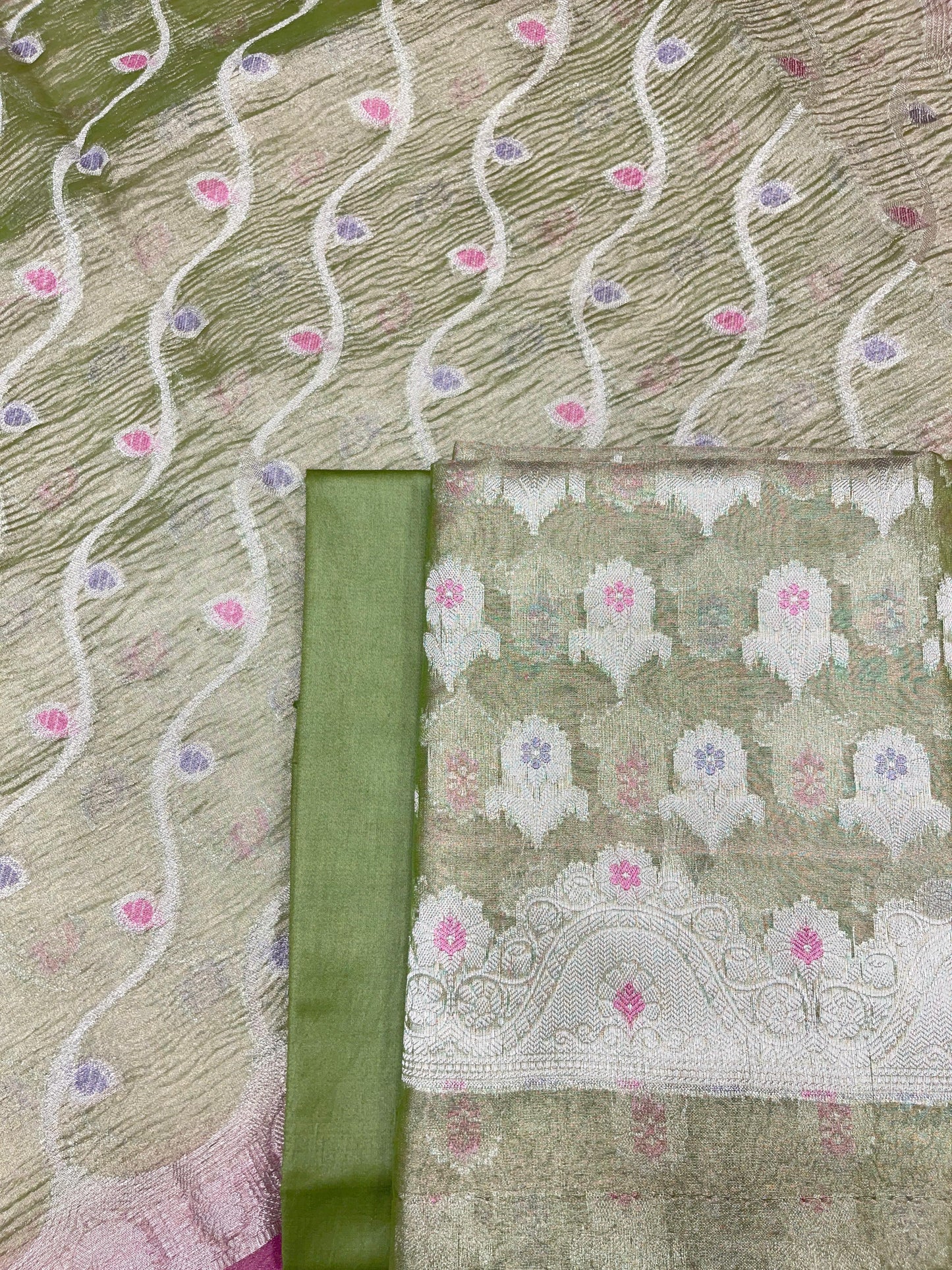 Pista Green Tissue Silk Banarasi 3 pcs Suit Set 1050IM_TC4