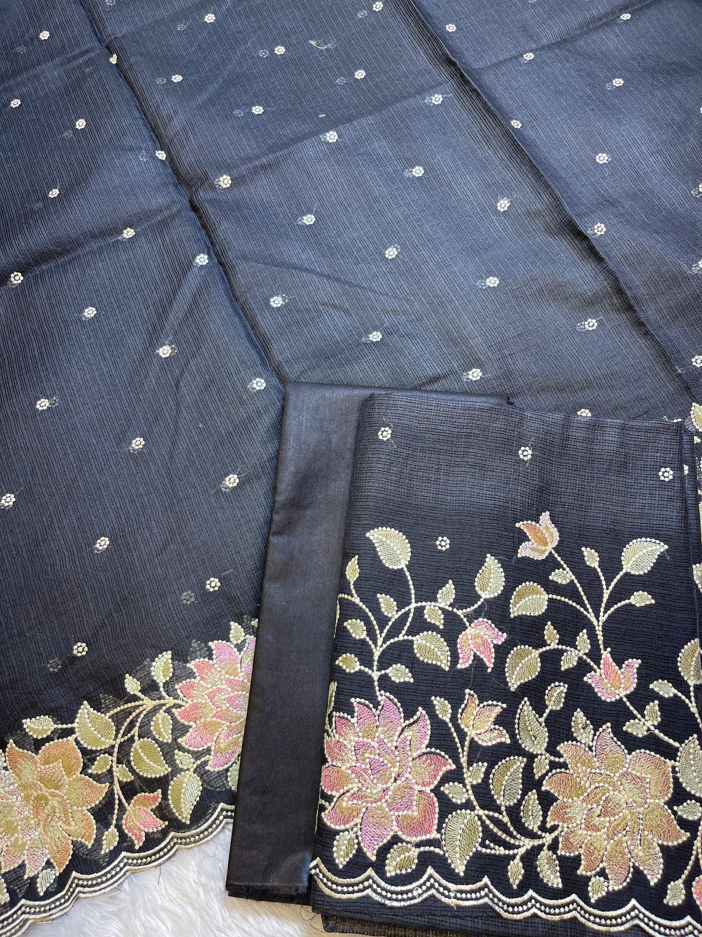 Black Kota Check Embroidery Banarasi 3 pcs Suit Set 1100SKL_KC1