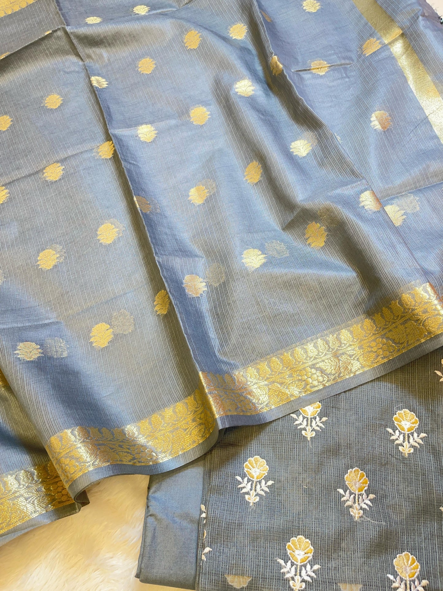 Black Kota Check Embroidery Banarasi 3 pcs Suit Set 1000SKL_KC5