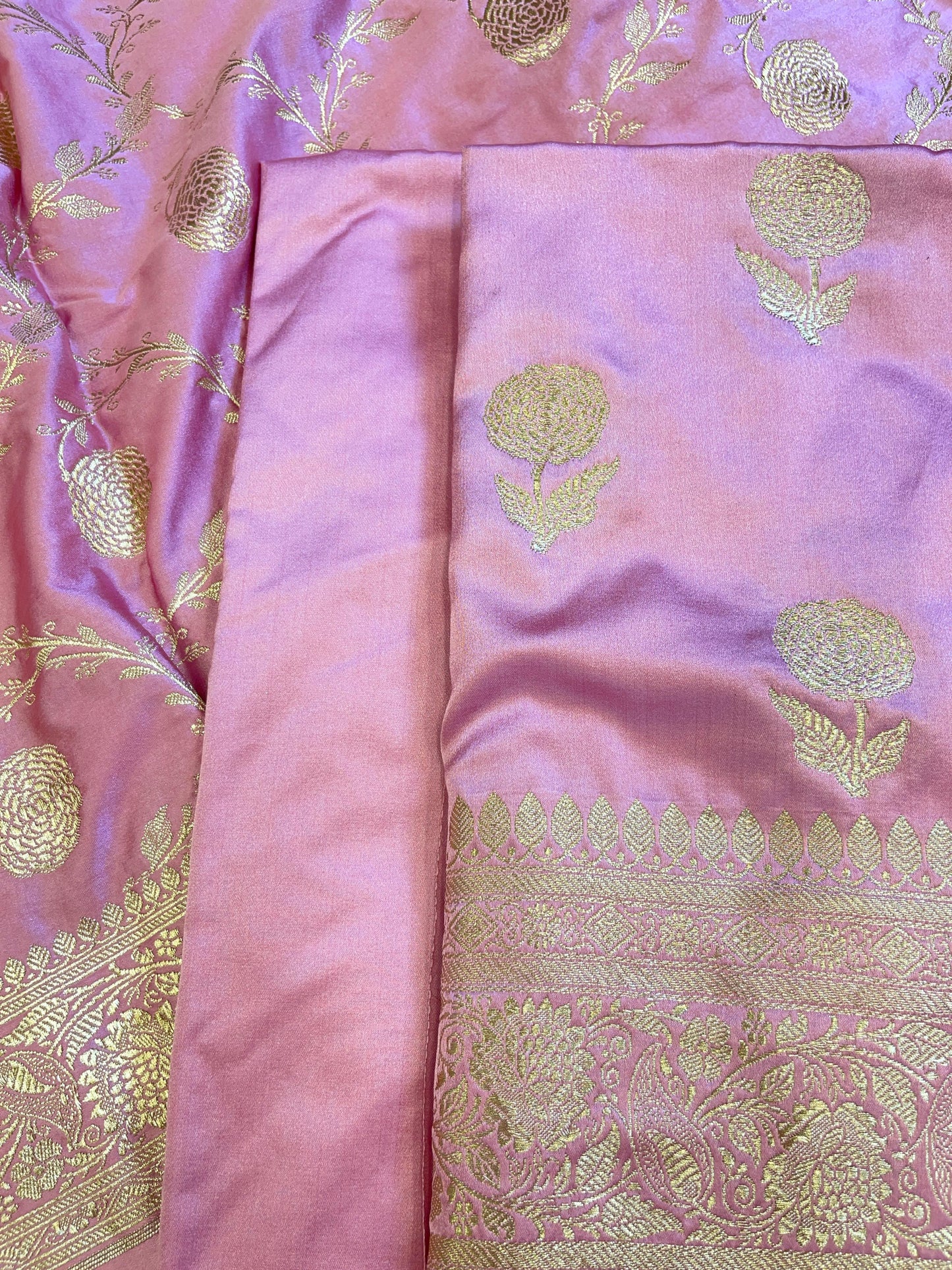 Pink Premium Mashru Silk Floral Zari Booti Banarasi Suit Set 1500AJ_KCP36