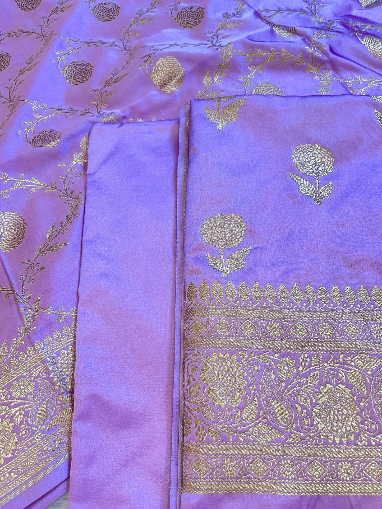 Purple Premium Mashru Silk Floral Zari Booti Banarasi Suit Set 1500AJ_KCP38