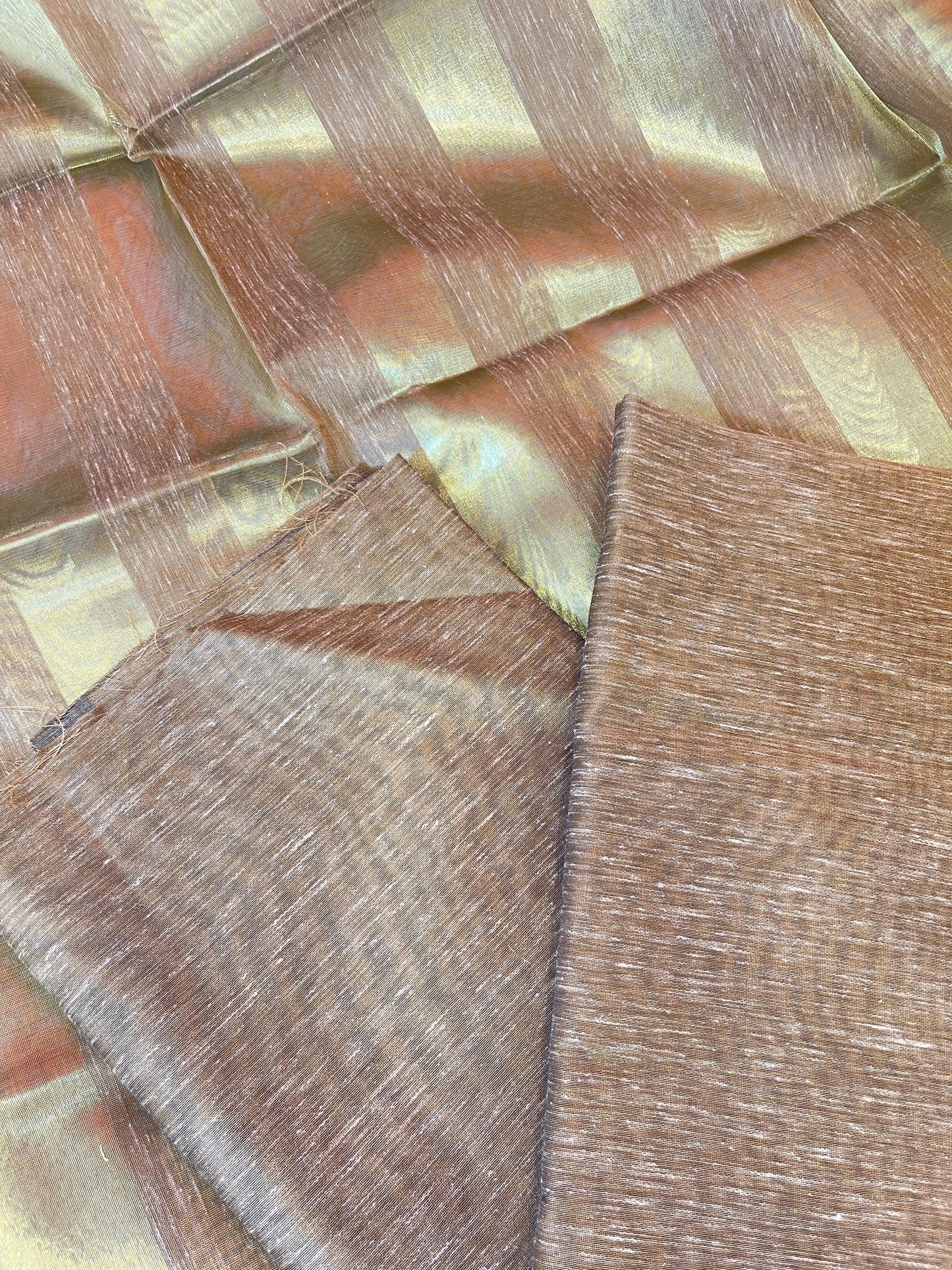 Brown Linen Zari Stripe Banarasi 3 pcs Suit Set 6SKL_LN26