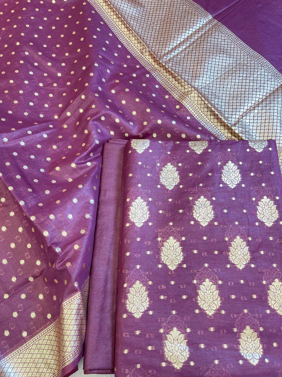 Dark Purple Pure Cotton Self Design Banarasi 3 pcs Suit Set 1200IM_PCSD13