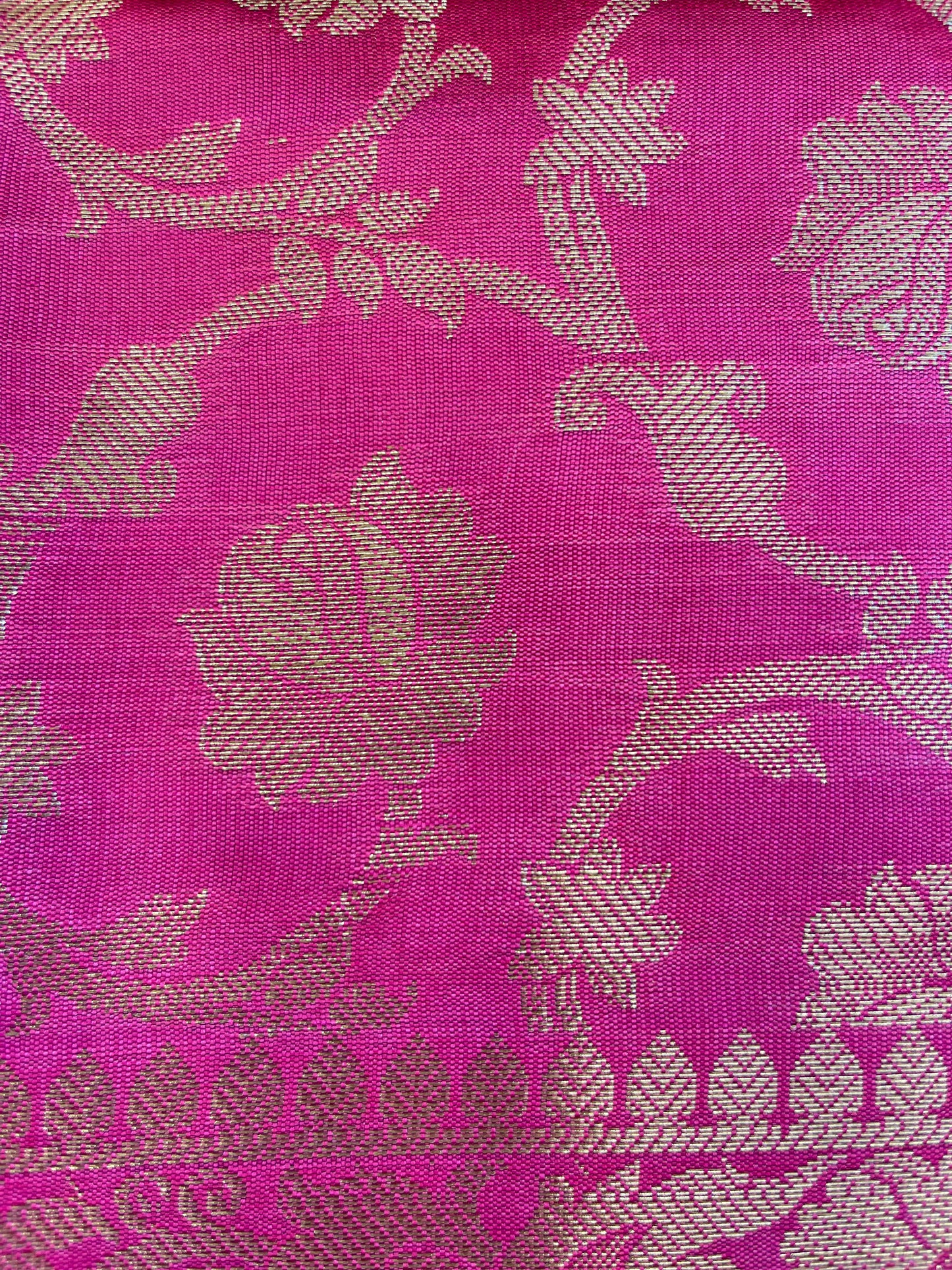 Beige Art Silk Floral Zari Booti Contrast Banarasi Suit with Magenta Dupatta 625AJ_TPT46