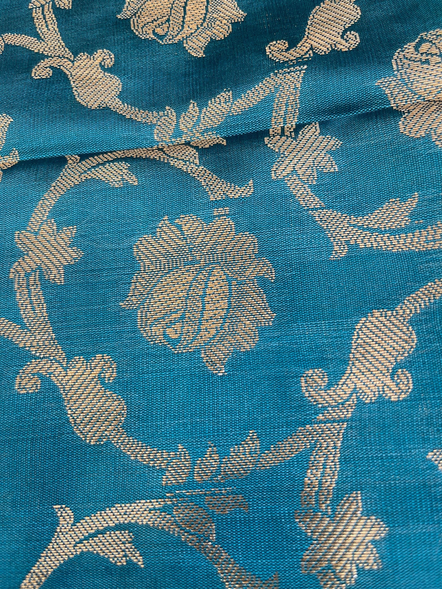 Beige Art Silk Floral Zari Booti Contrast Banarasi Suit with Seagreen Dupatta 625AJ_TPT55