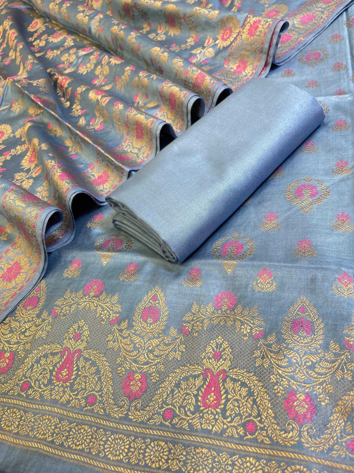 Grey Dyable Premium Cotton Resham Minakari Banarasi Suit 950AJ_NC30