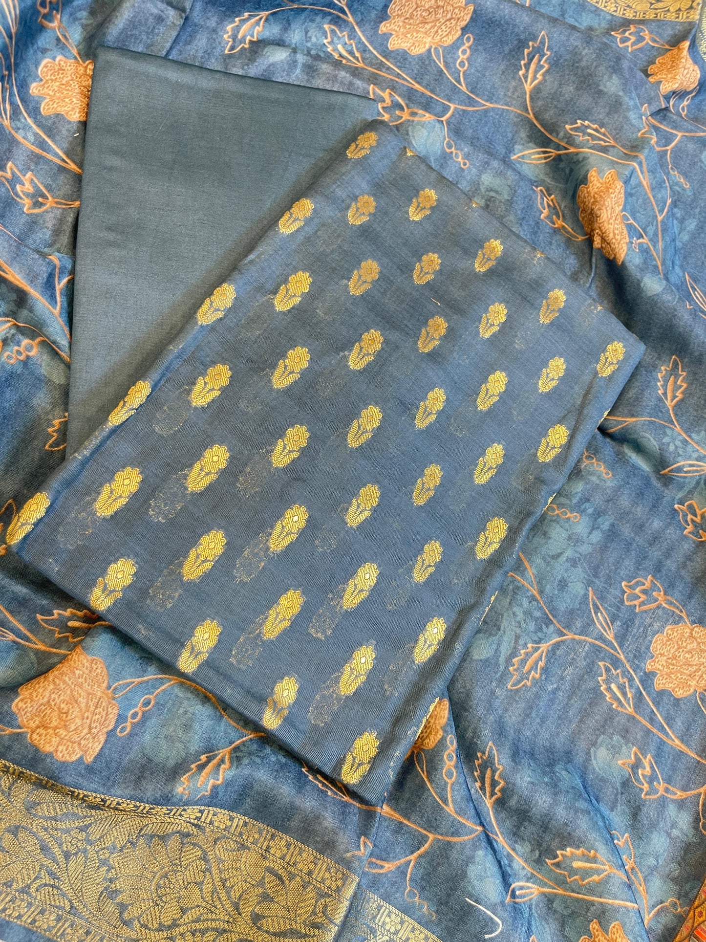 Seagreen Cotton Mercerise Zari Booti Banarasi Suit with Digital Print Dupatta 10IM_CMP4