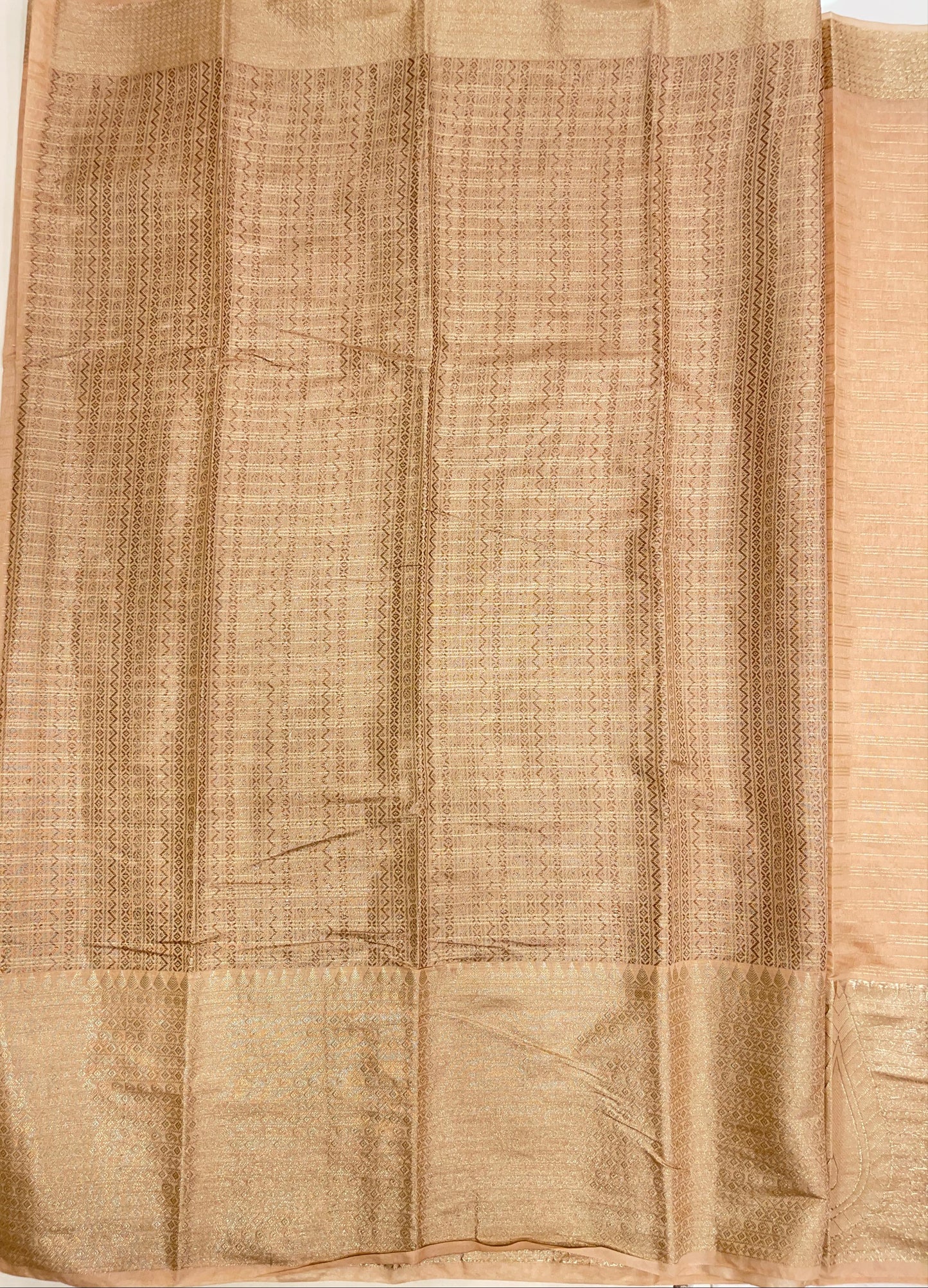 Cream Cotton Stripe Zari Banarasi Saree ASDC_3