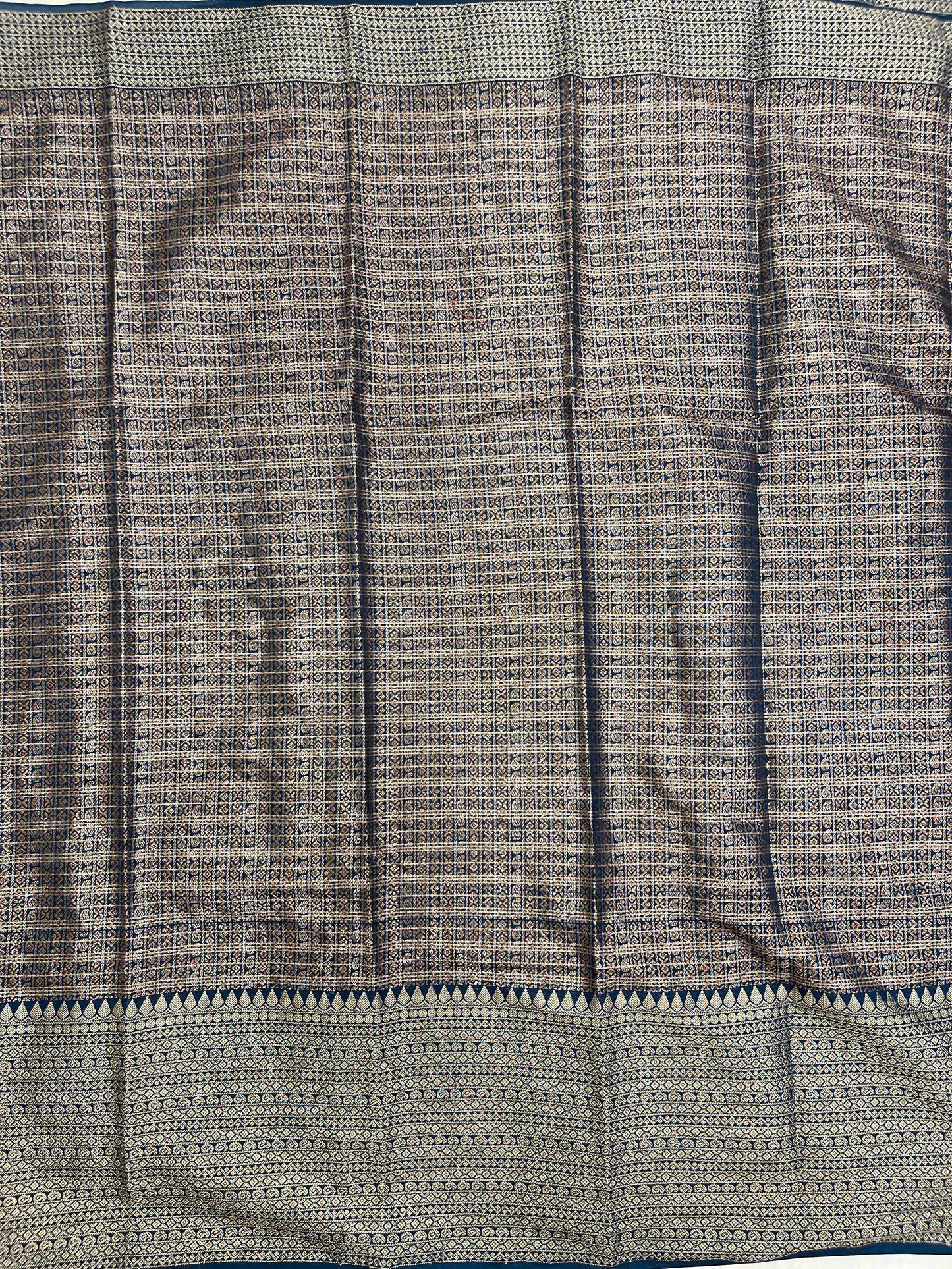 Navy Blue Cotton Stripe Zari Banarasi Saree ASDC_4