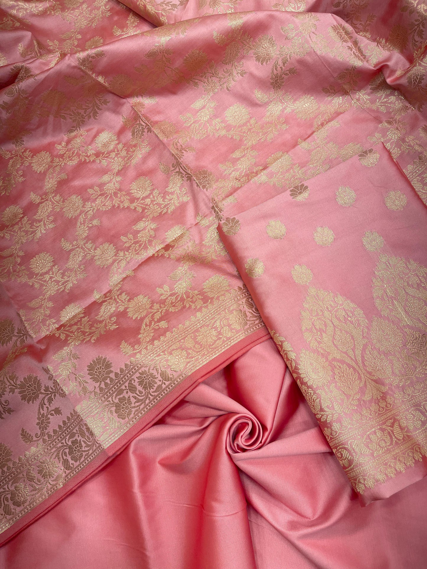 Pink Semi Katan Silk Handloom Banarasi 3 pcs Suit Set MUB_SK71
