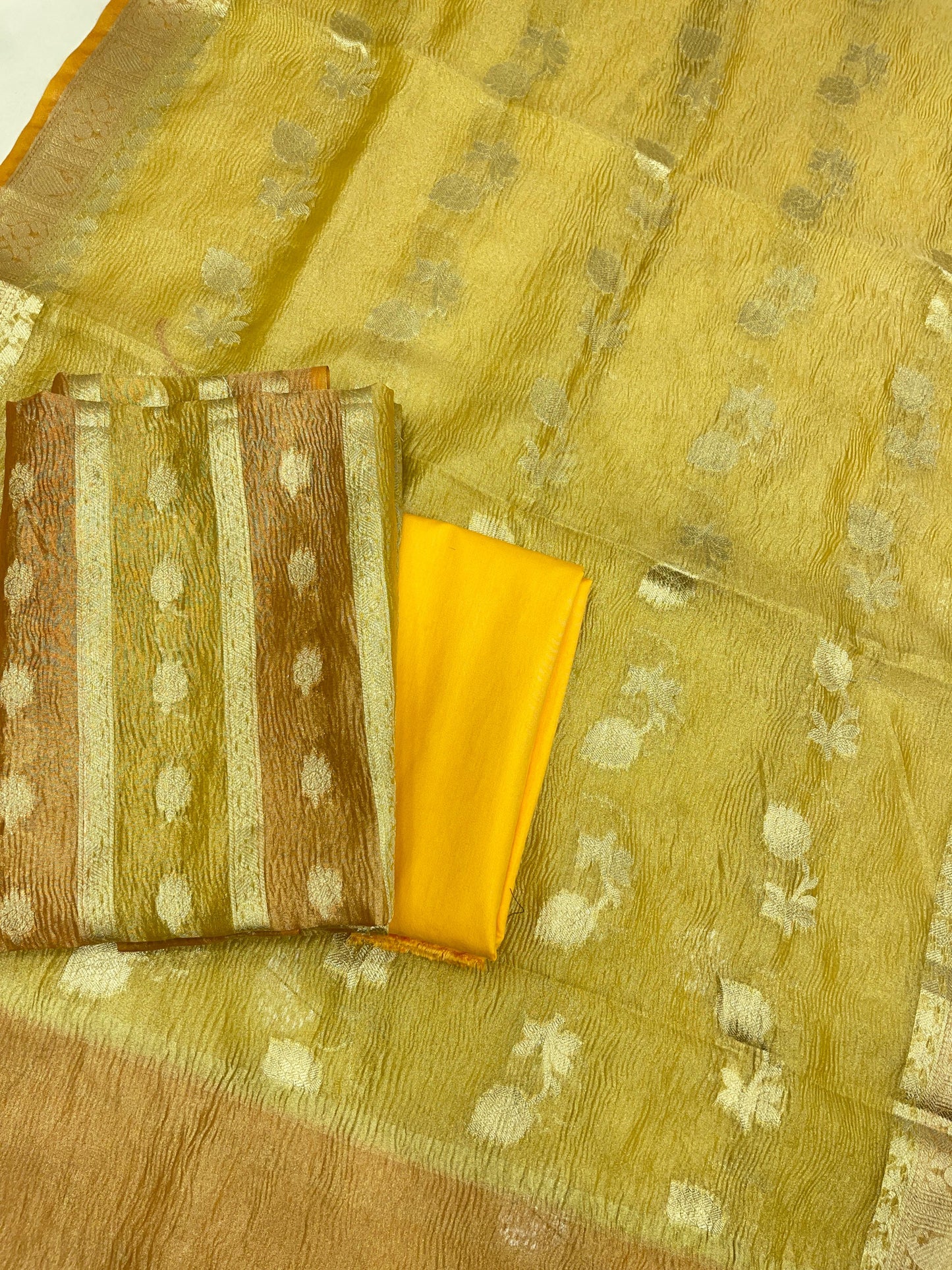 Yellow Crush Tissue Silk Banarasi 3 pcs Suit Set IM_CRT2