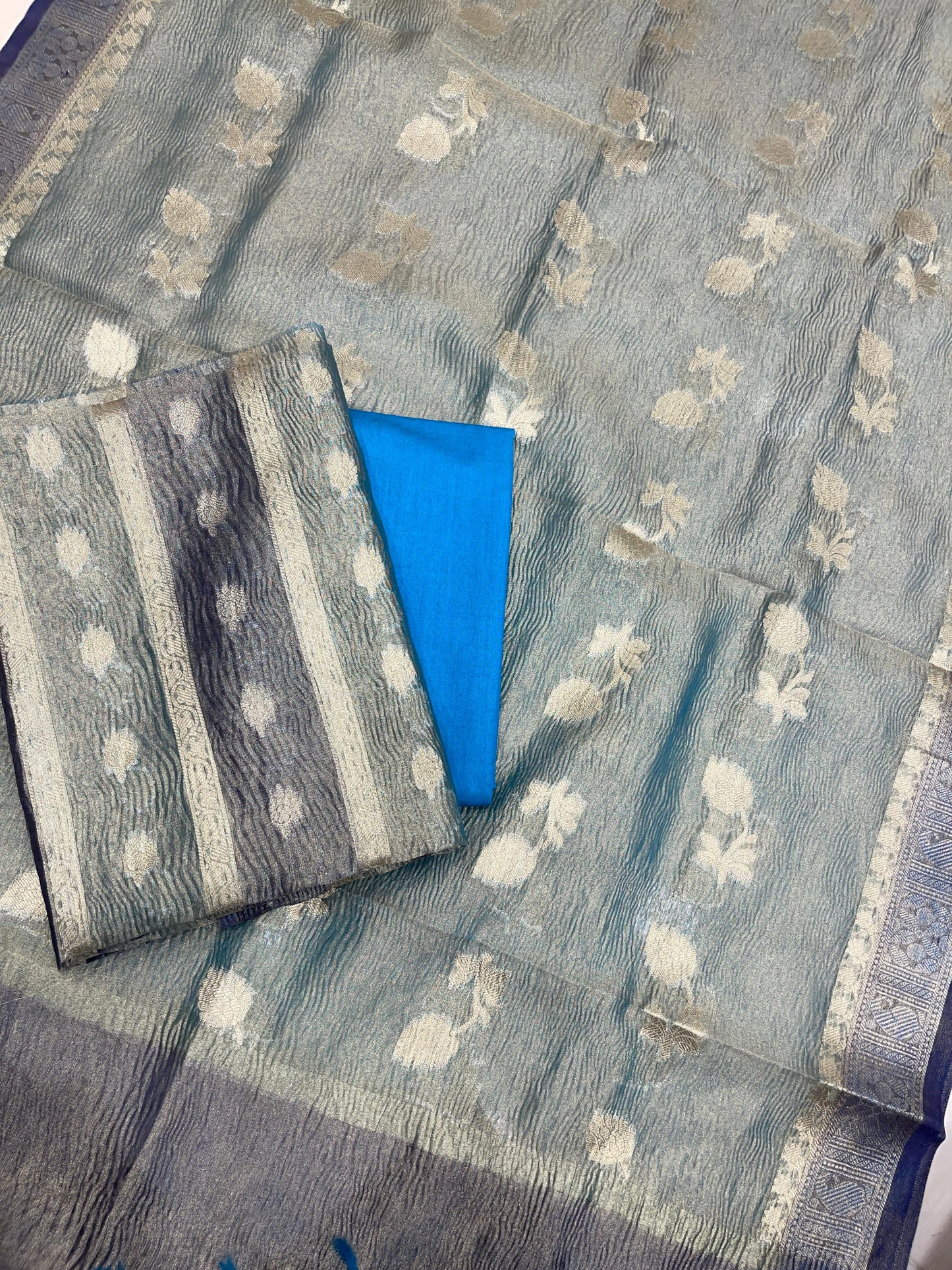 Sky Blue Crush Tissue Silk Banarasi 3 pcs Suit Set IM_CRT3