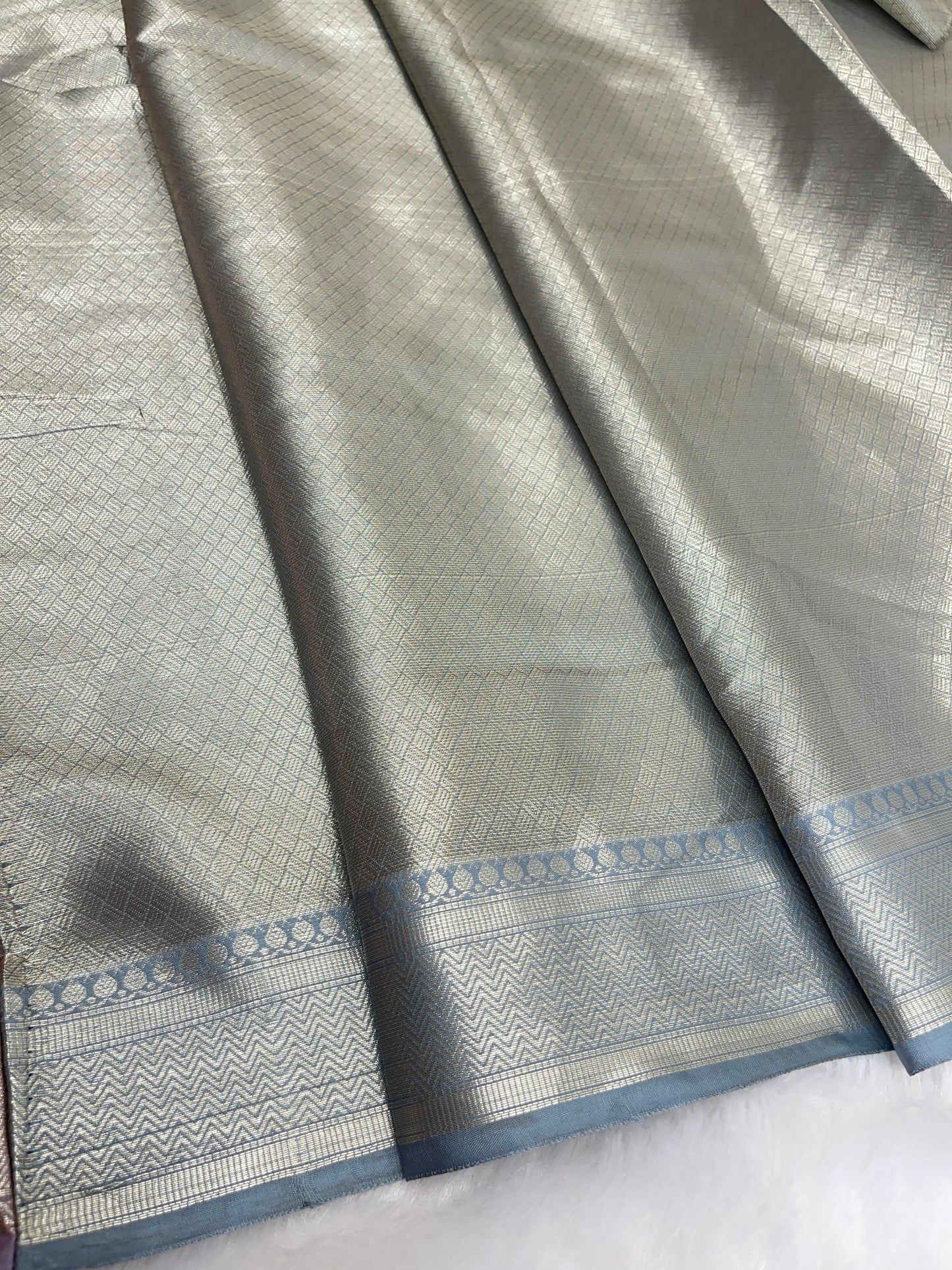 Rust Red Cotton Water Zari Stripe Banarasi Saree JVC_17