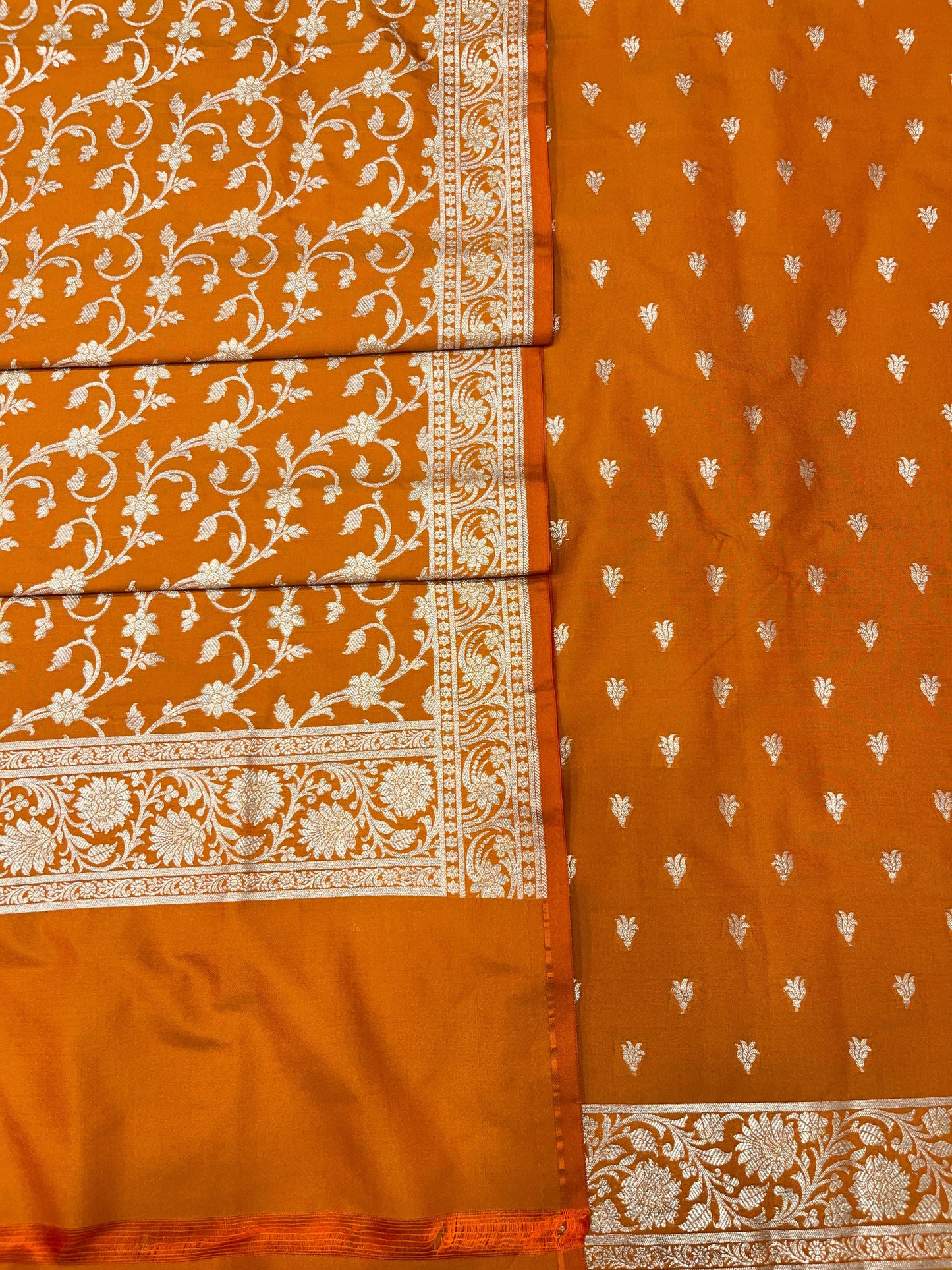 Orange Handloom Cotton Silk Banarasi 3 pcs Suit Set RHN_2