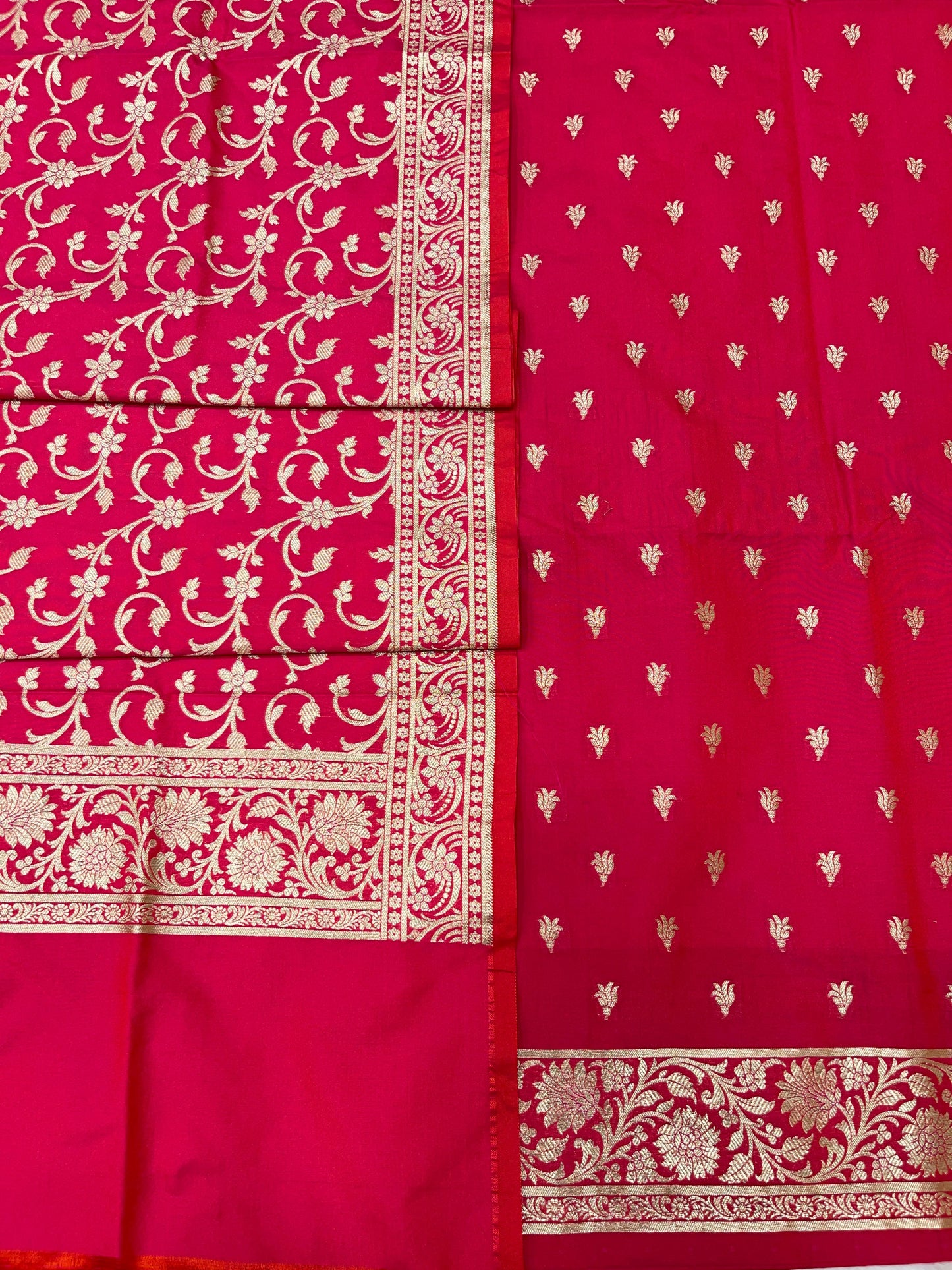 Pink Handloom Cotton Silk Banarasi 3 pcs Suit Set RHN_5