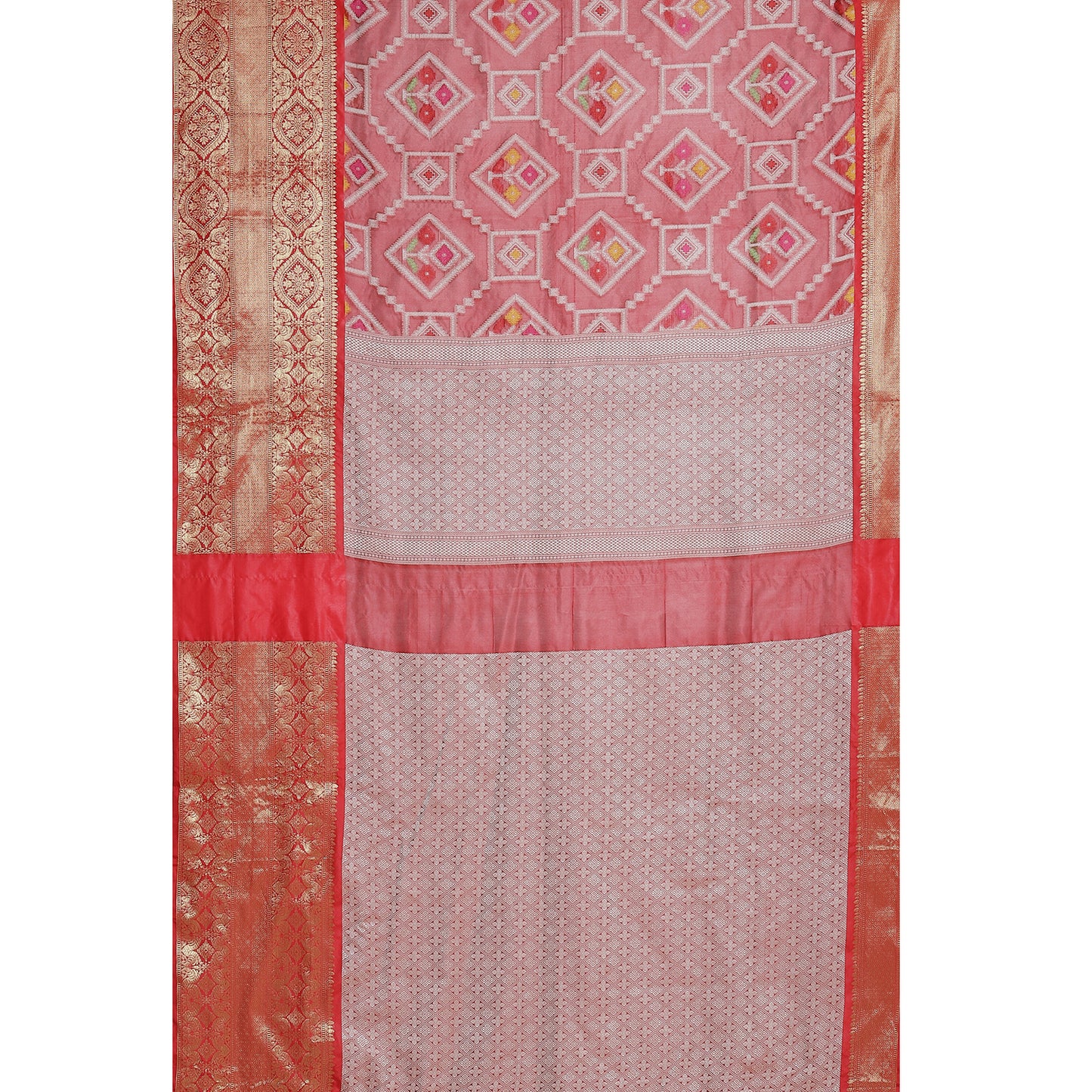 Faishana Presents Maroon Art Silk Meena Ikat Patola Patu Banarasi Saree With Maroon Blouse Piece