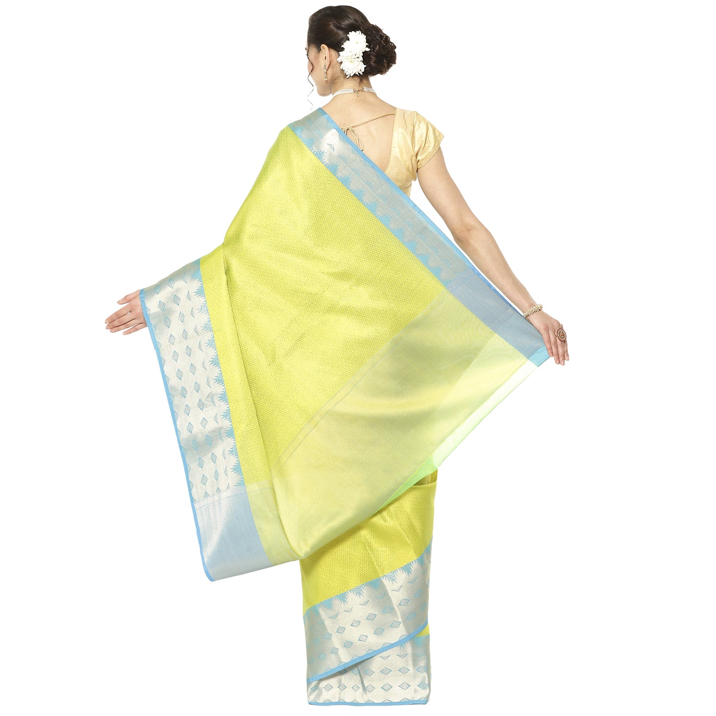Yellow Tanchoi Banarasi Sarees For Women GEBC12