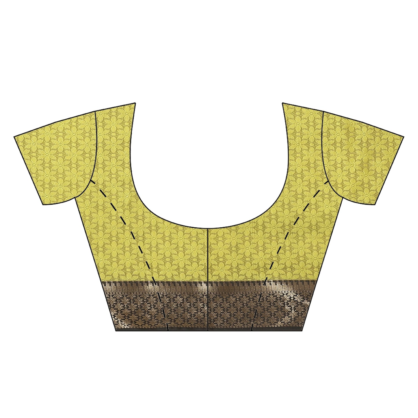 Faishana Gold Resham Brocade Saree With Contrast Black Zari Pattu Border