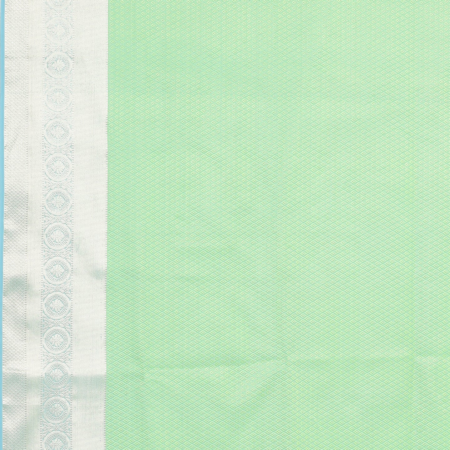 Faishana Green Resham Brocade Saree With Contrast Sky Blue Zari Pattu Border