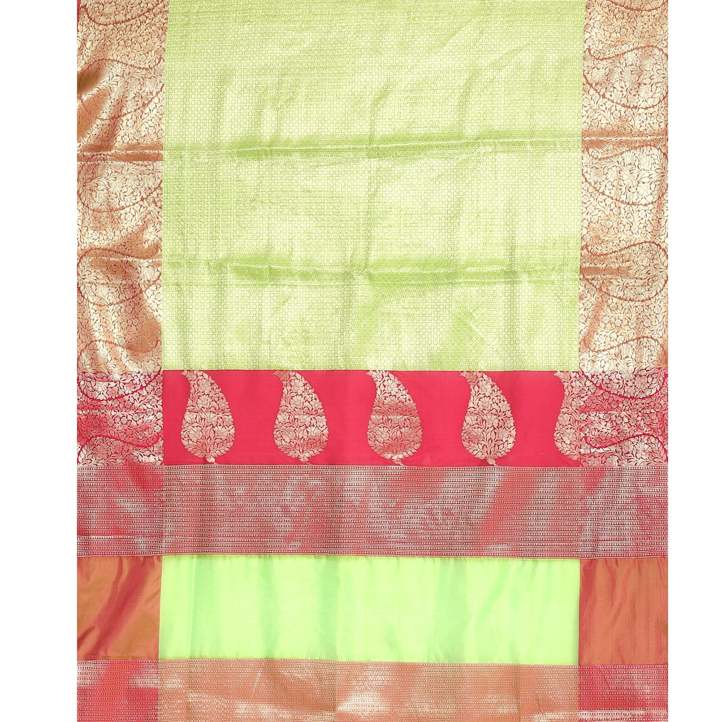 Lime Green Kanchi Silk Banarasi Sarees For Women GEBE13