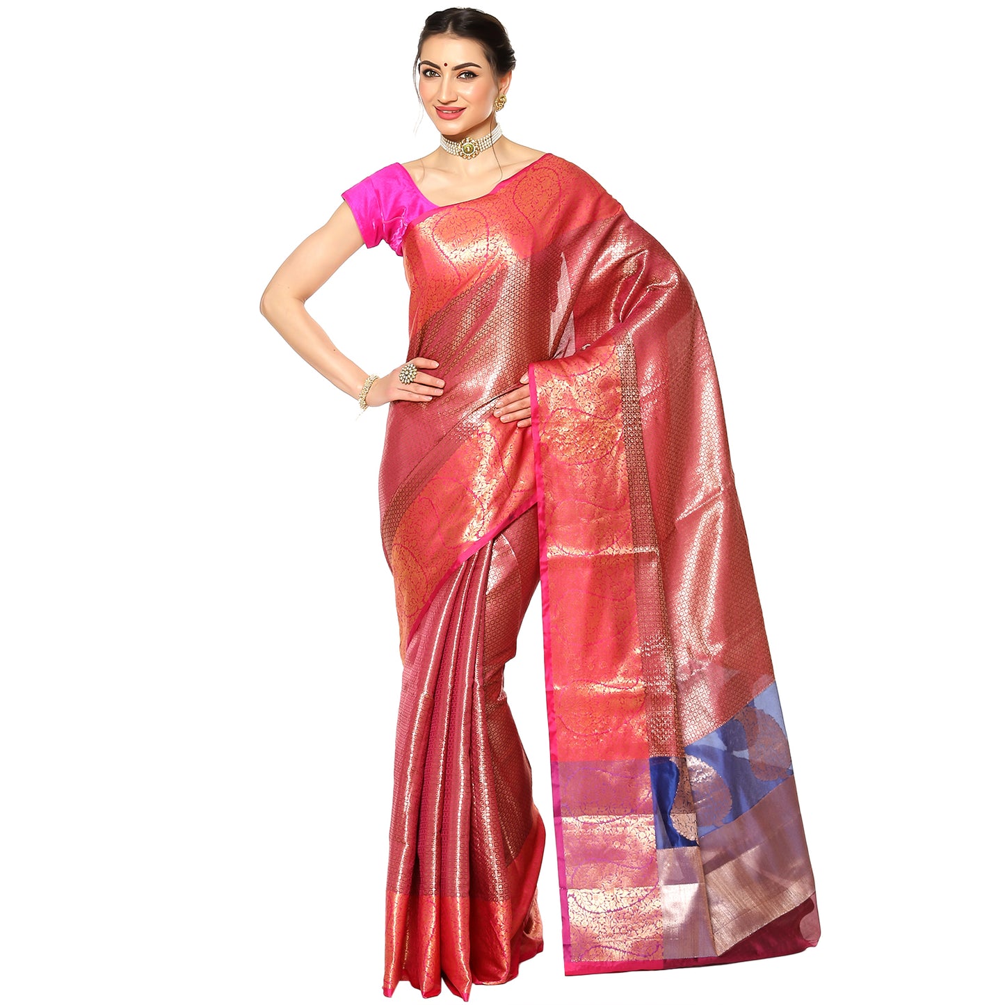 Brown Kanchi Silk Banarasi Sarees For Women GEBE14