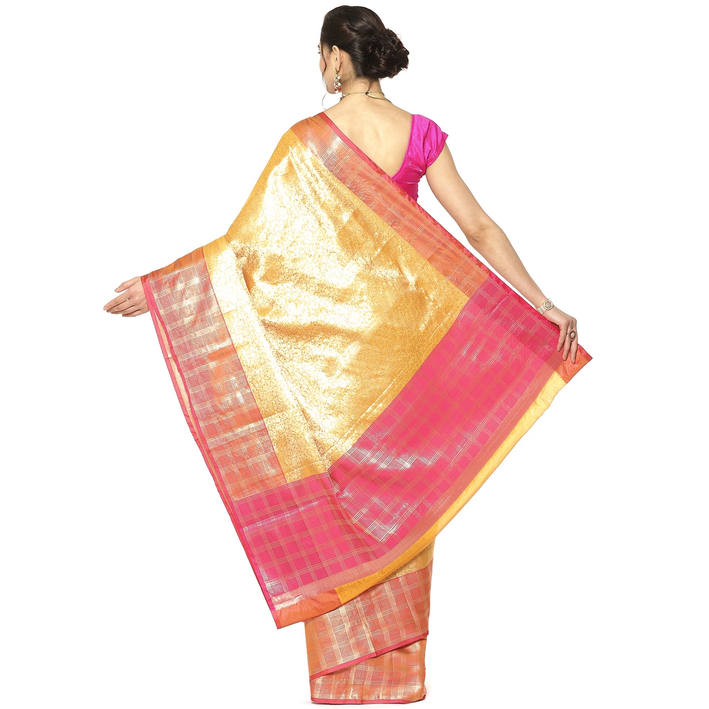 Orange Kanchi Silk Banarasi Sarees For Women GEBE23