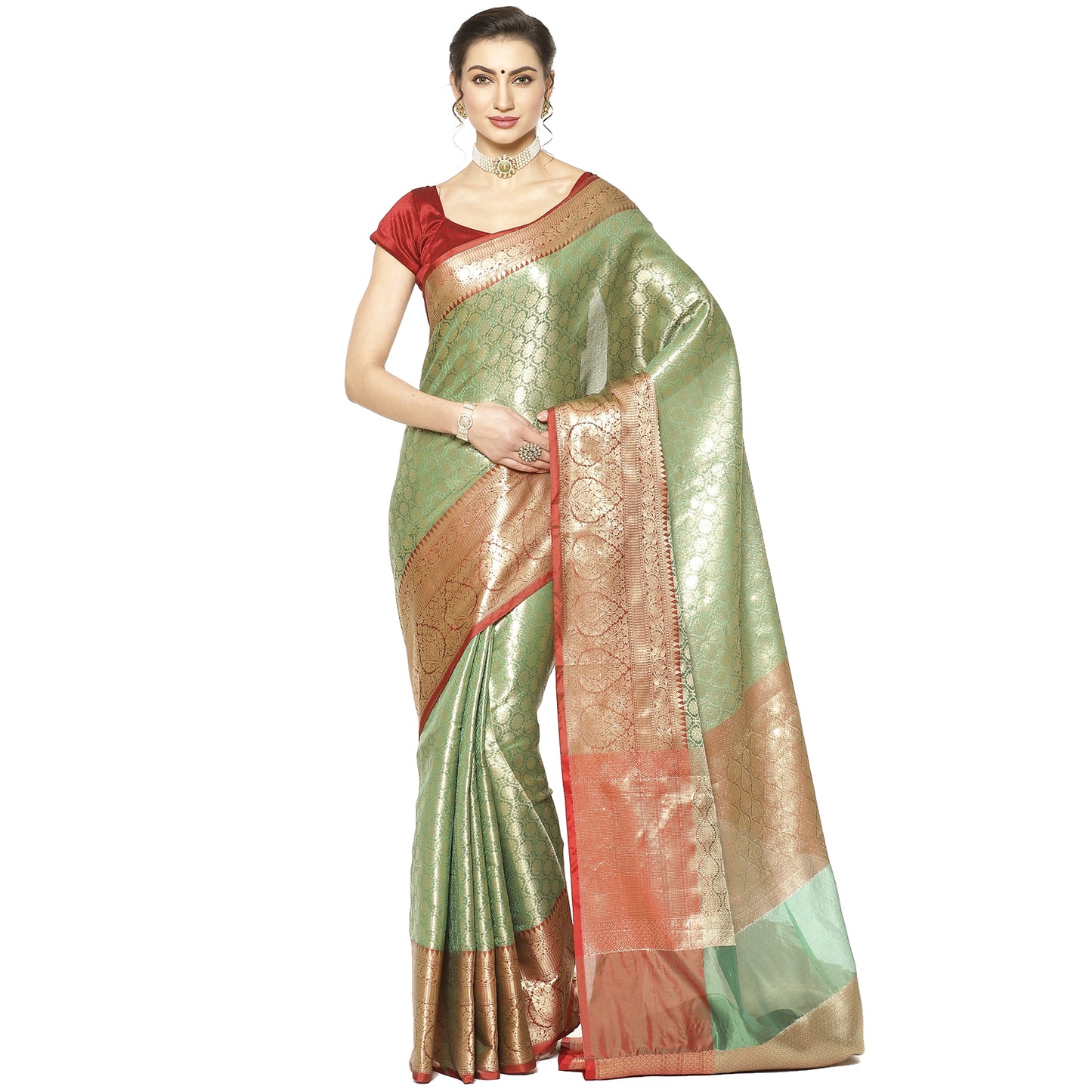 Green Kanchi Silk Banarasi Sarees For Women GEBE26