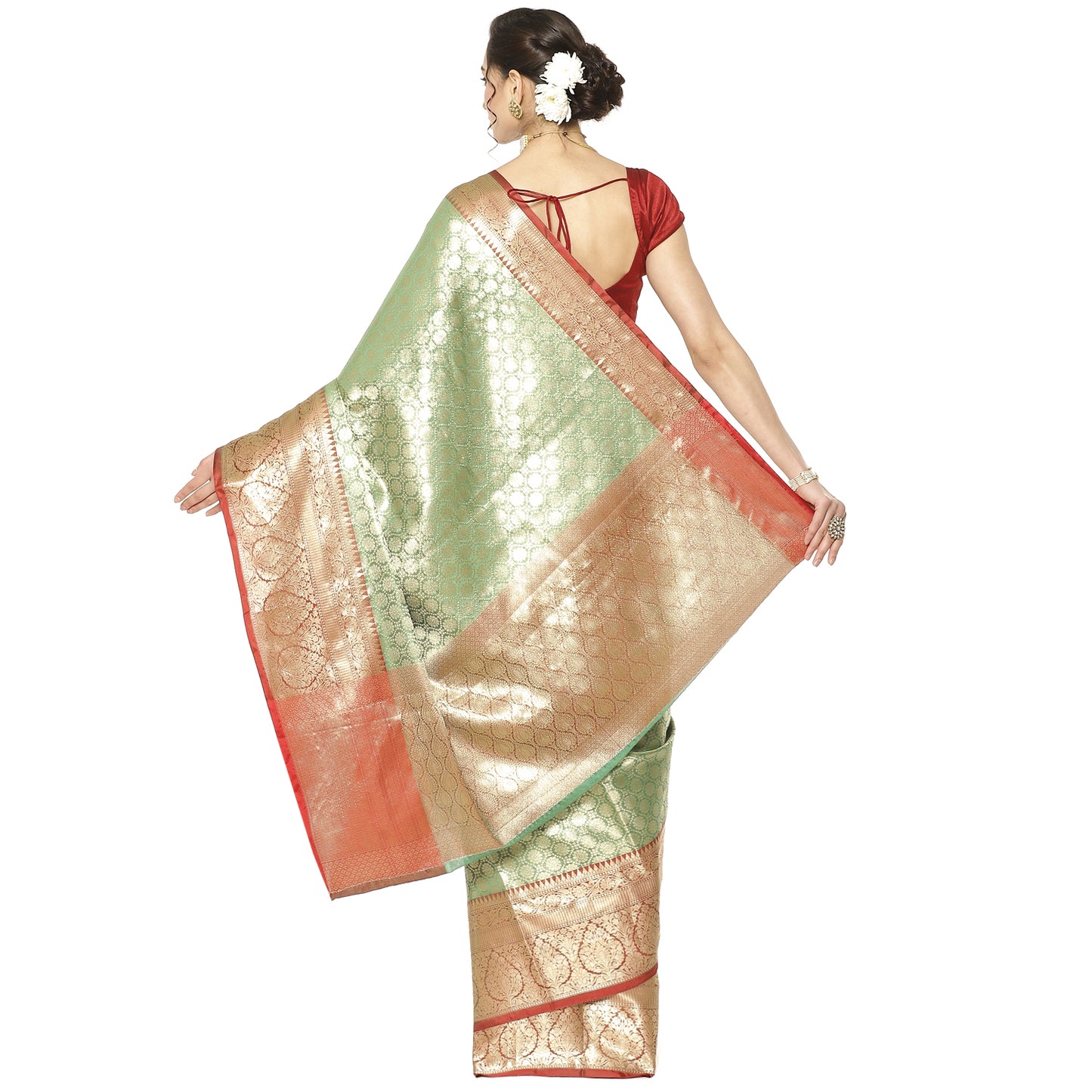 Green Kanchi Silk Banarasi Sarees For Women GEBE26