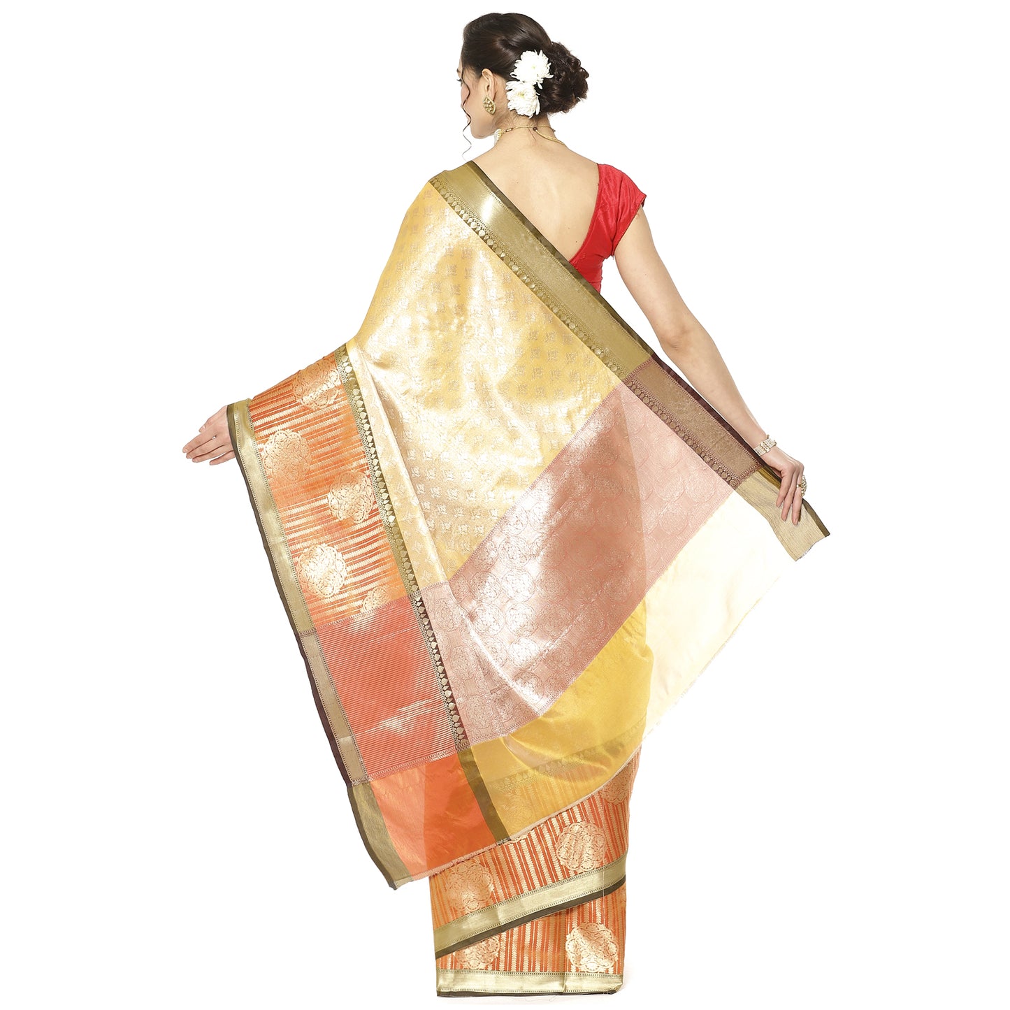 Beige Kanchi Silk Banarasi Sarees For Women GEBE29