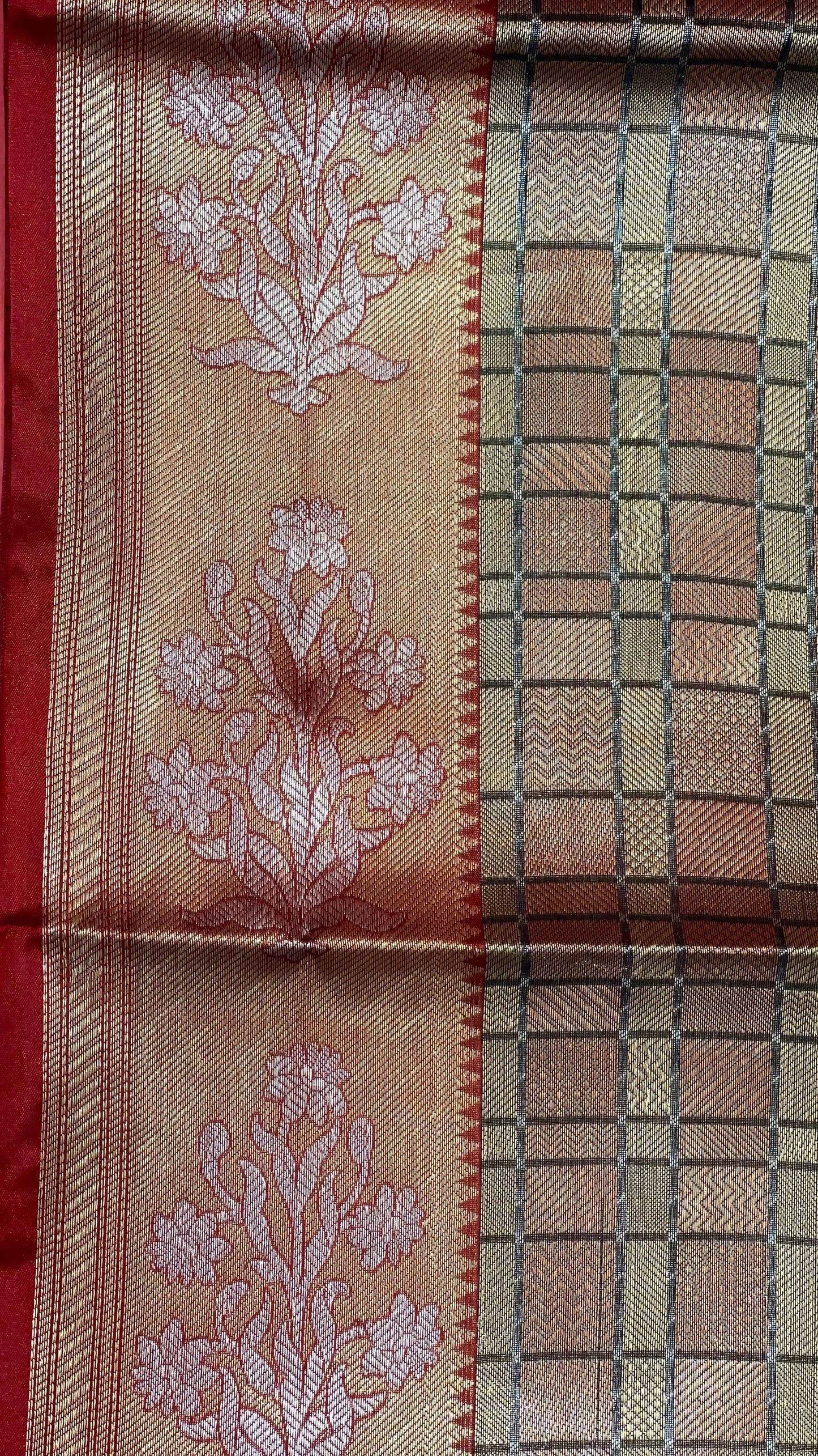 Brown Kanchi Silk Banarasi Sarees For Women GEBE3