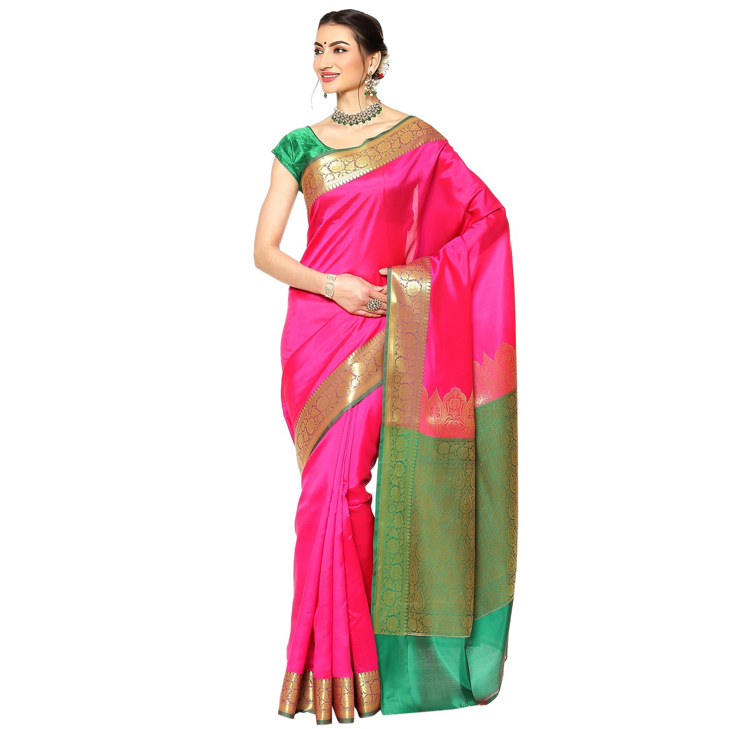 Pink Valkalam Katan Silk Banarasi Sarees For Women GEKH27