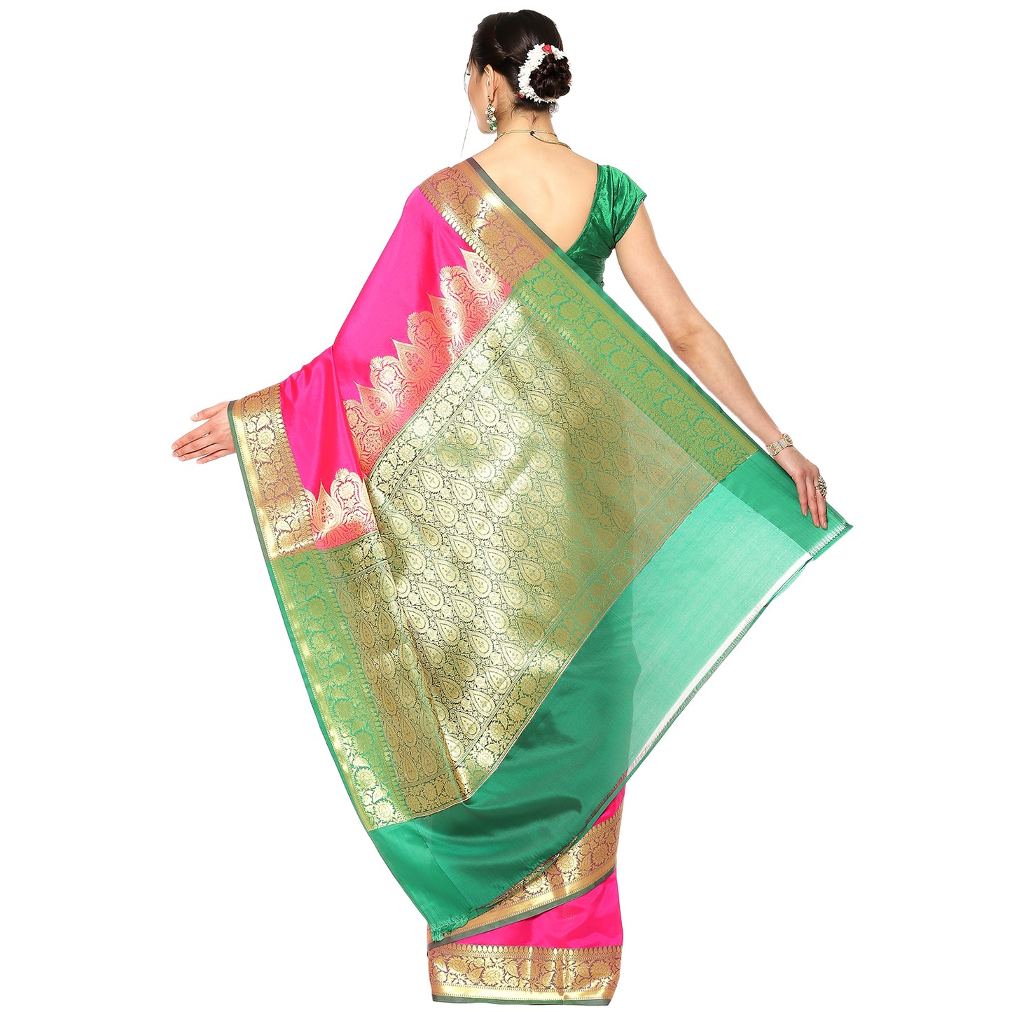 Pink Valkalam Katan Silk Banarasi Sarees For Women GEKH27