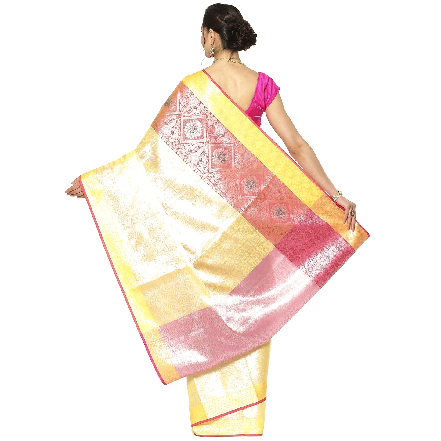 Gold Kanjeevaram Banarasi Sarees For Women GEMA10