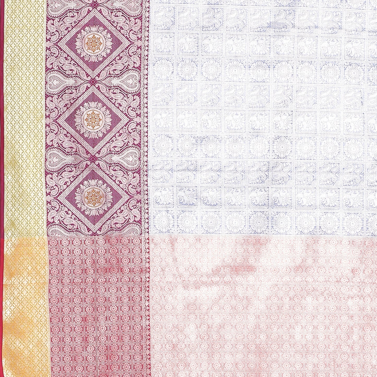 Faishana Presents Blue Silver Zari Kanchi Silk Tanchoi Brocade Contrast Pink Skirt Meena Border Banarasi Saree