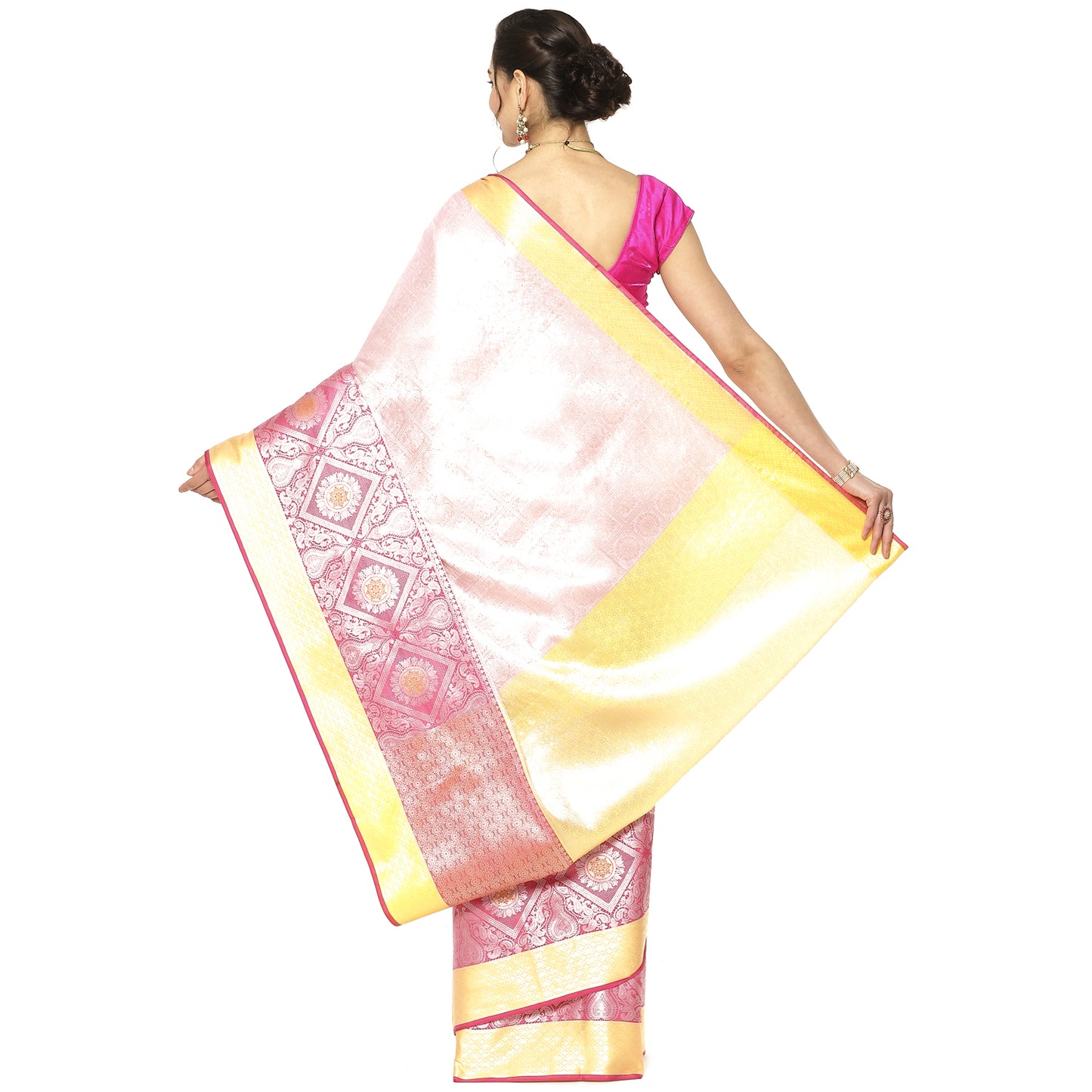 Pink Kanjeevaram Banarasi Sarees For Women GEMA12