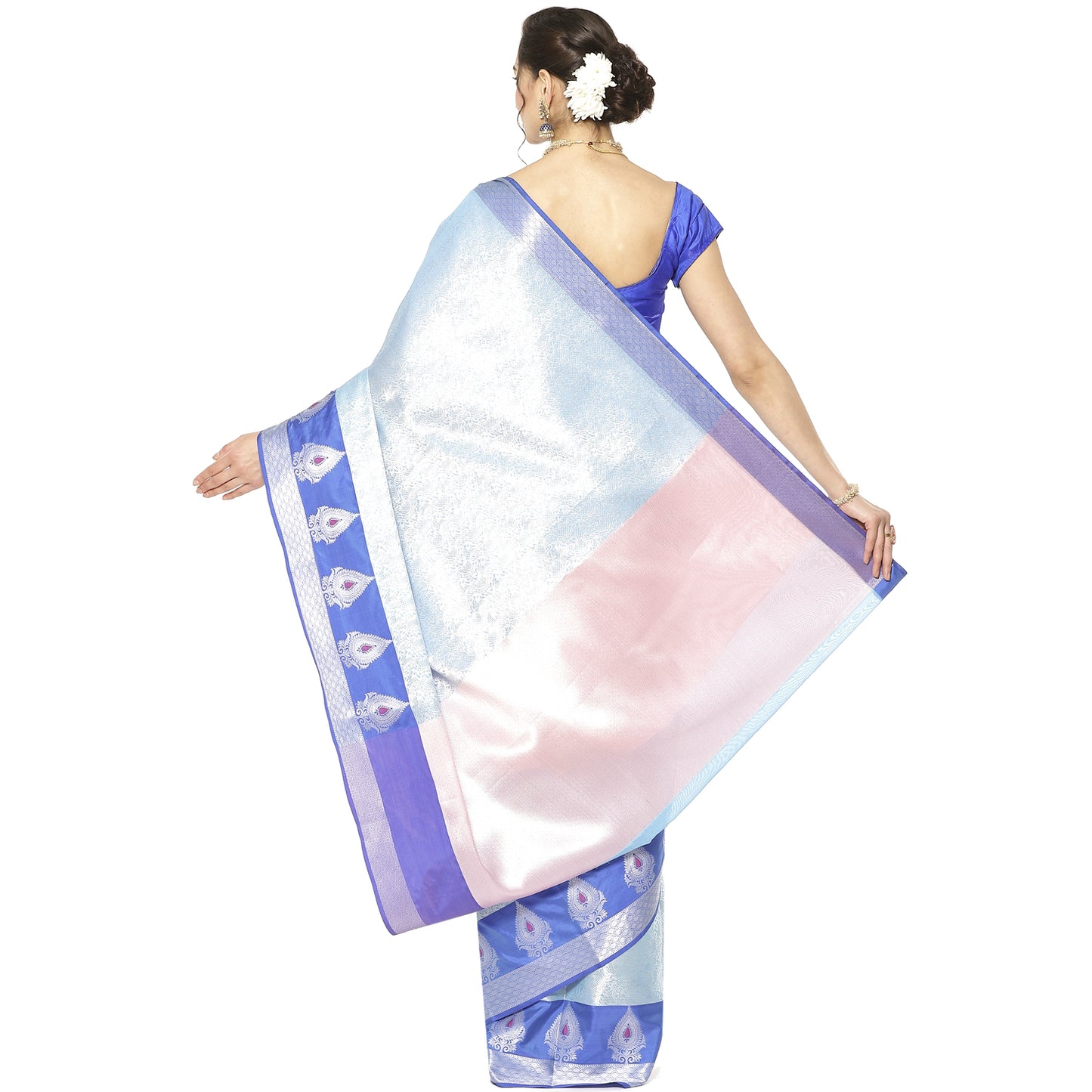 Blue Kanjeevaram Banarasi Sarees For Women GEMA17