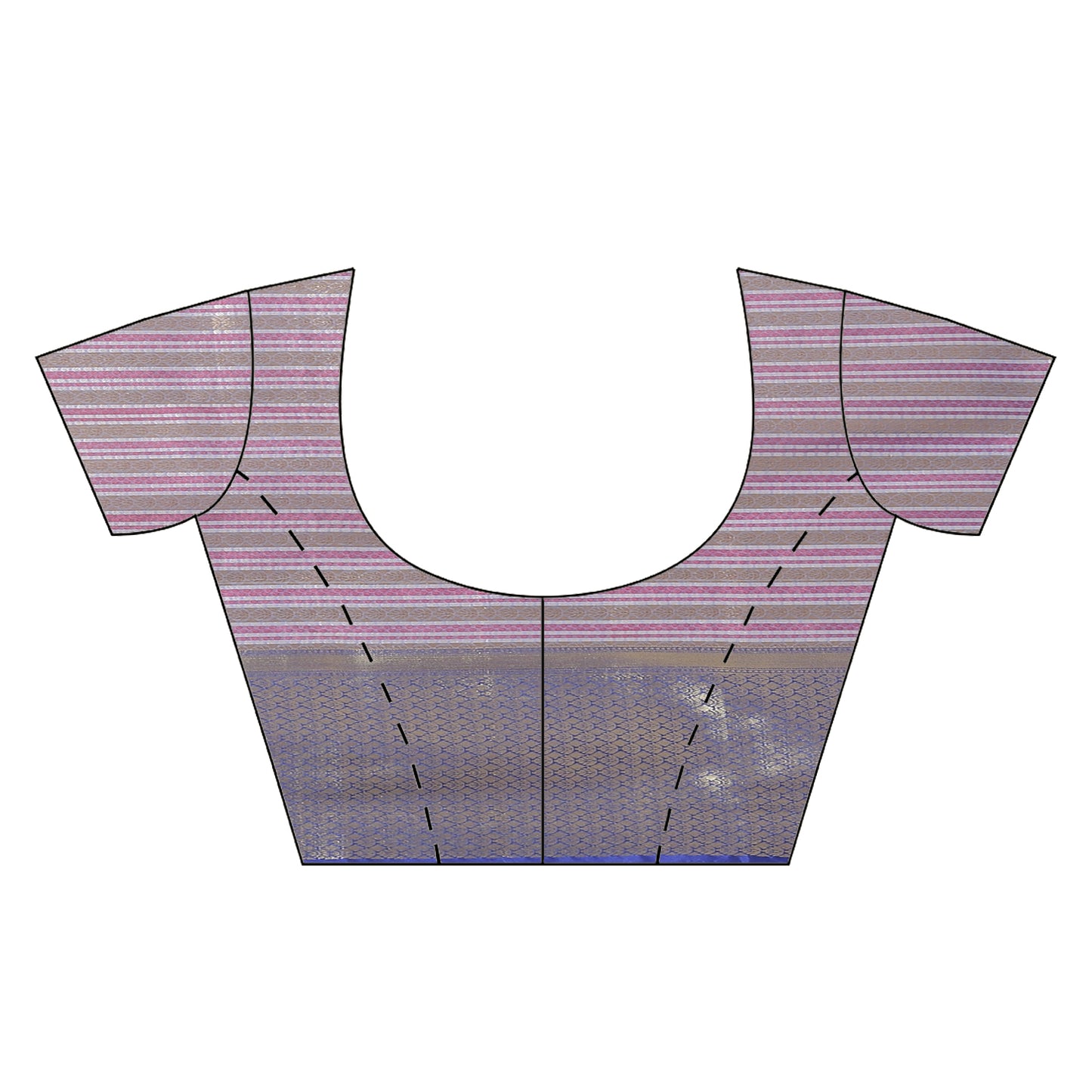 Faishana Presents Beige Zari Strip Kanchi Silk Tanchoi Brocade Contrast Blue Skirt Border Banarasi Saree